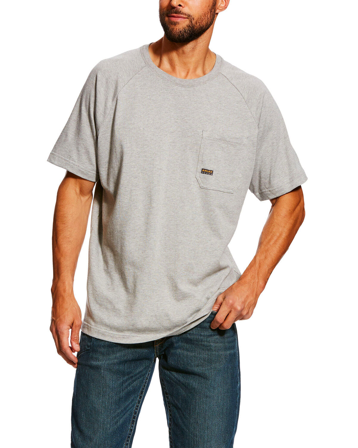 Men's Ariat Rebar Cotton Strong Short Sleeve Crew Work Shirt