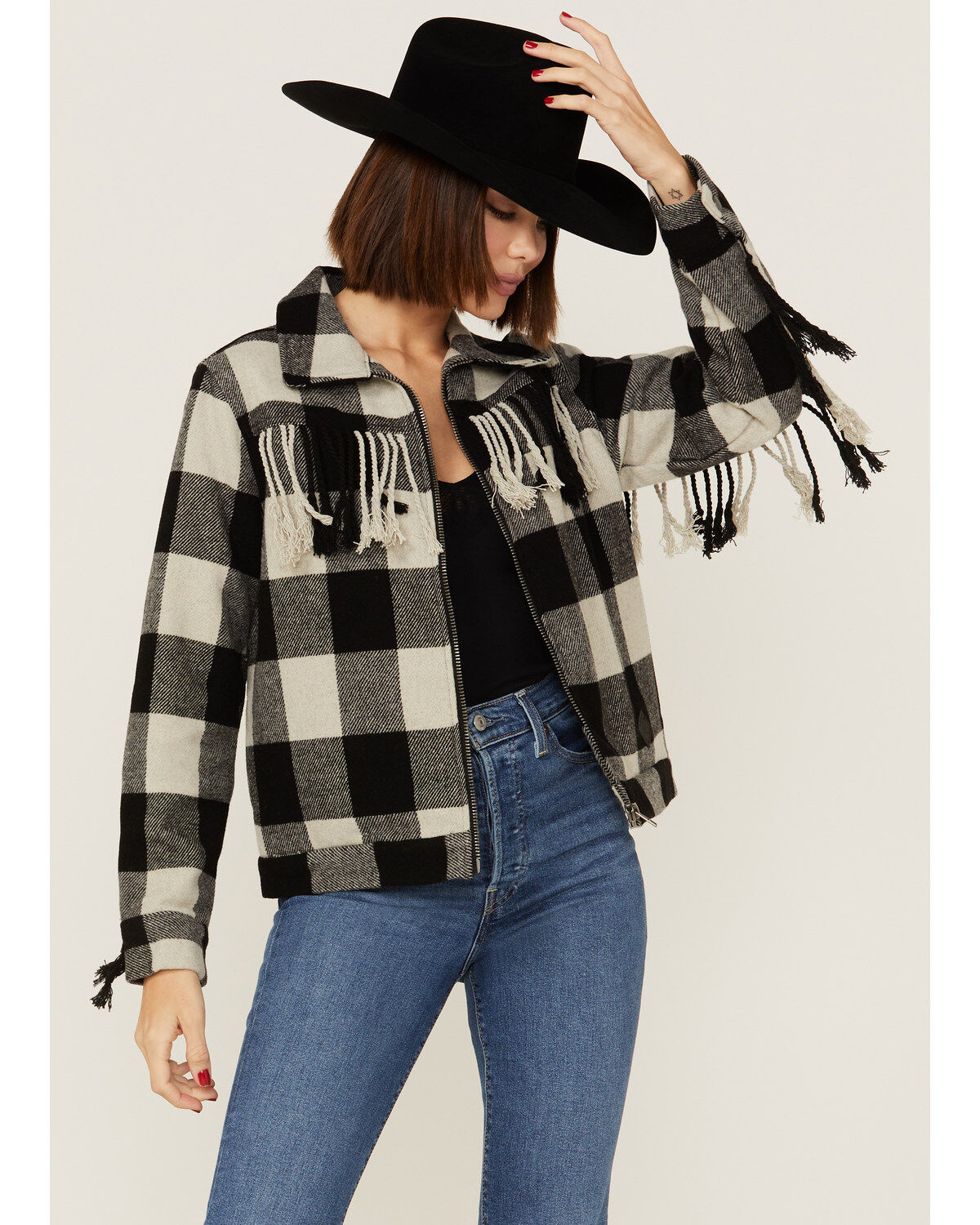 Women's STS Ranchwear Black & Cream Fringe Oaklie Jacket