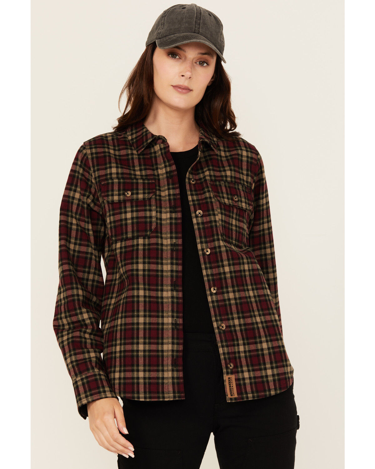 Women's Lucky Brand Workwear Hunter Plaid Print Long Sleeve Button-Dow