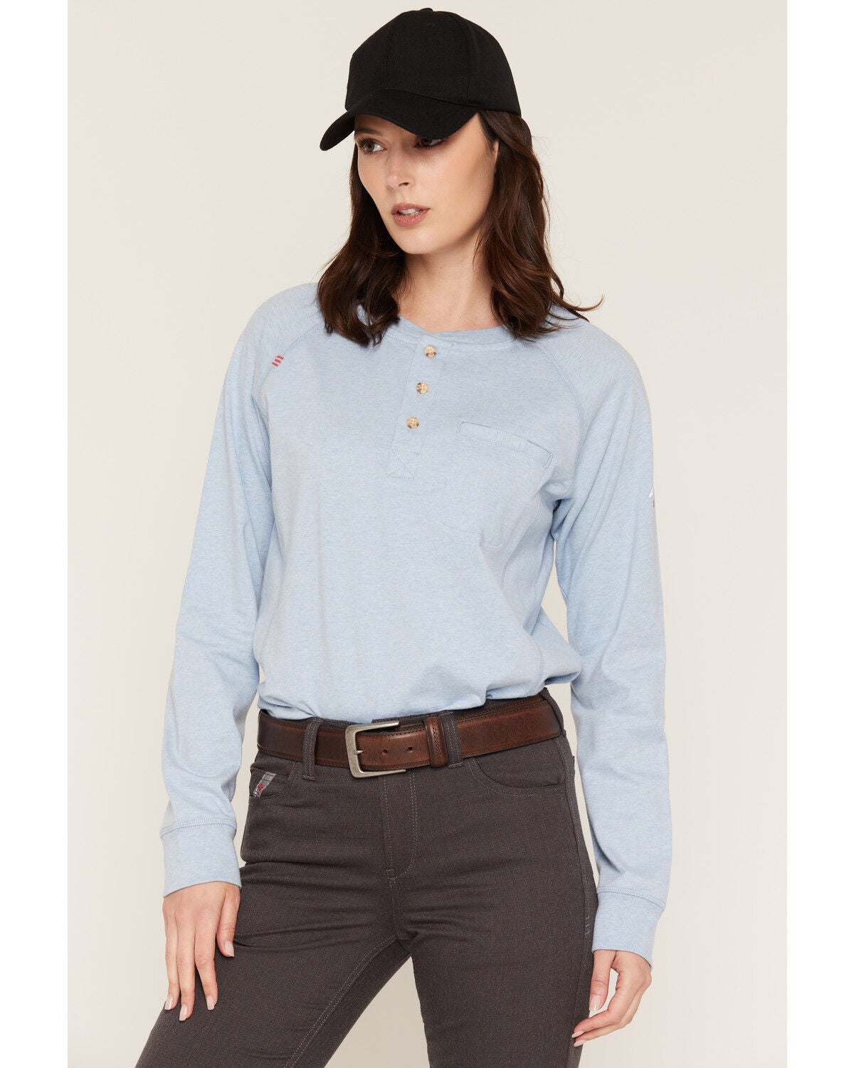Women's Ariat FR Air Henley Long Sleeve 1/4 Button-Down Work Shirt