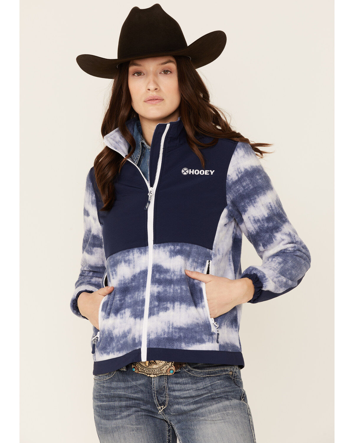 Women's Hooey Solid Print Color Block Zip-Front Tech Jacket