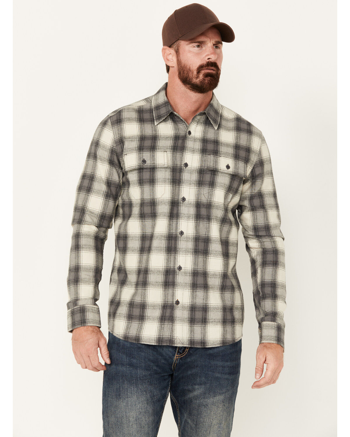 Men's Brothers and Sons Stewart Everyday Plaid Print Long Sleeve Butto
