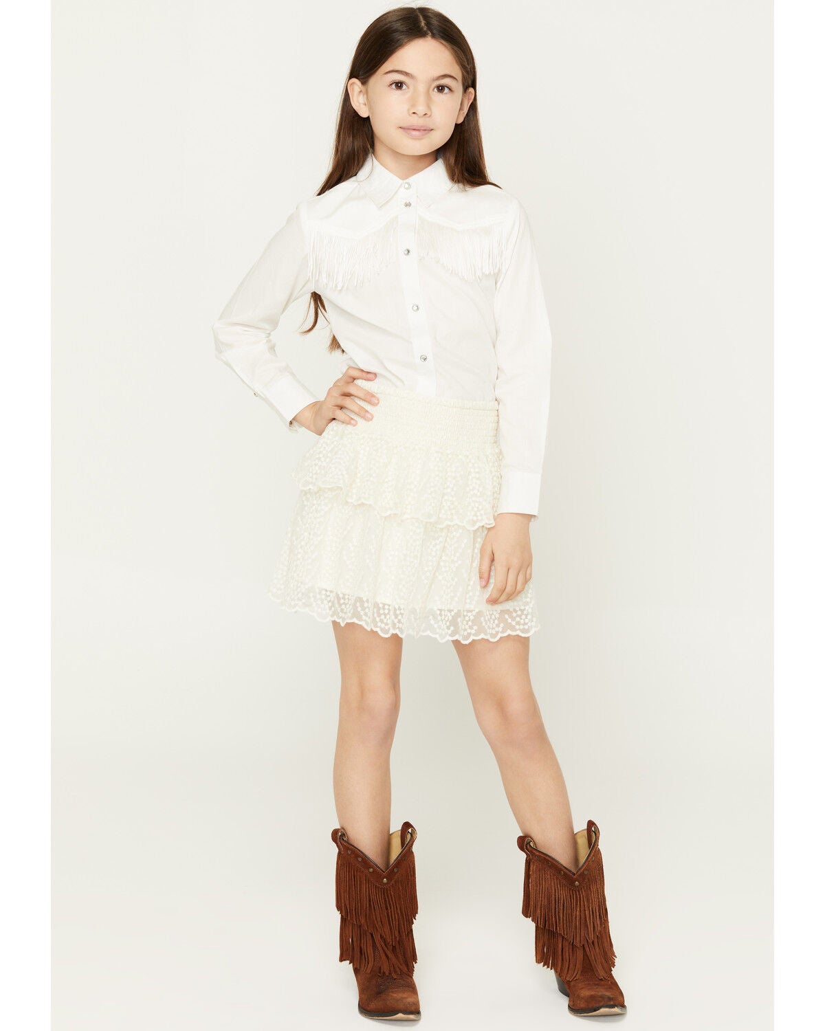 Shyanne Girls Eyelet Ruffle Skirt