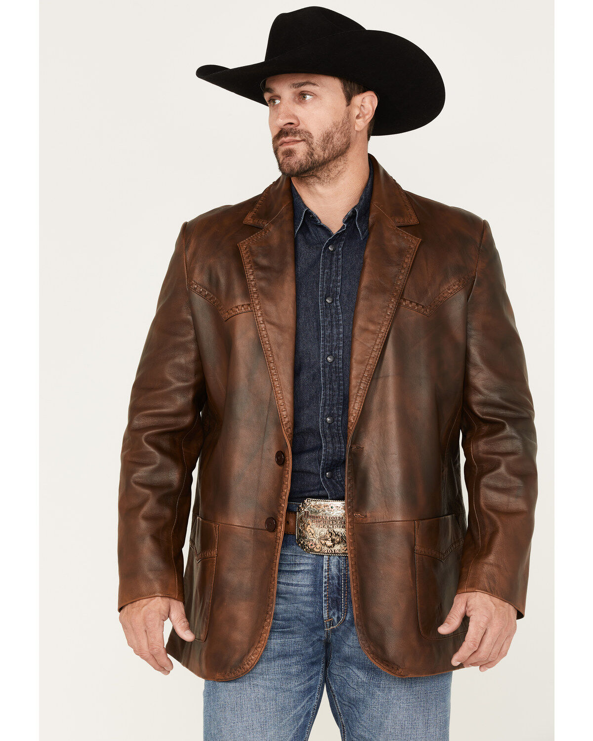 Men's Cripple Creek Boot Stitched Leather Blazer