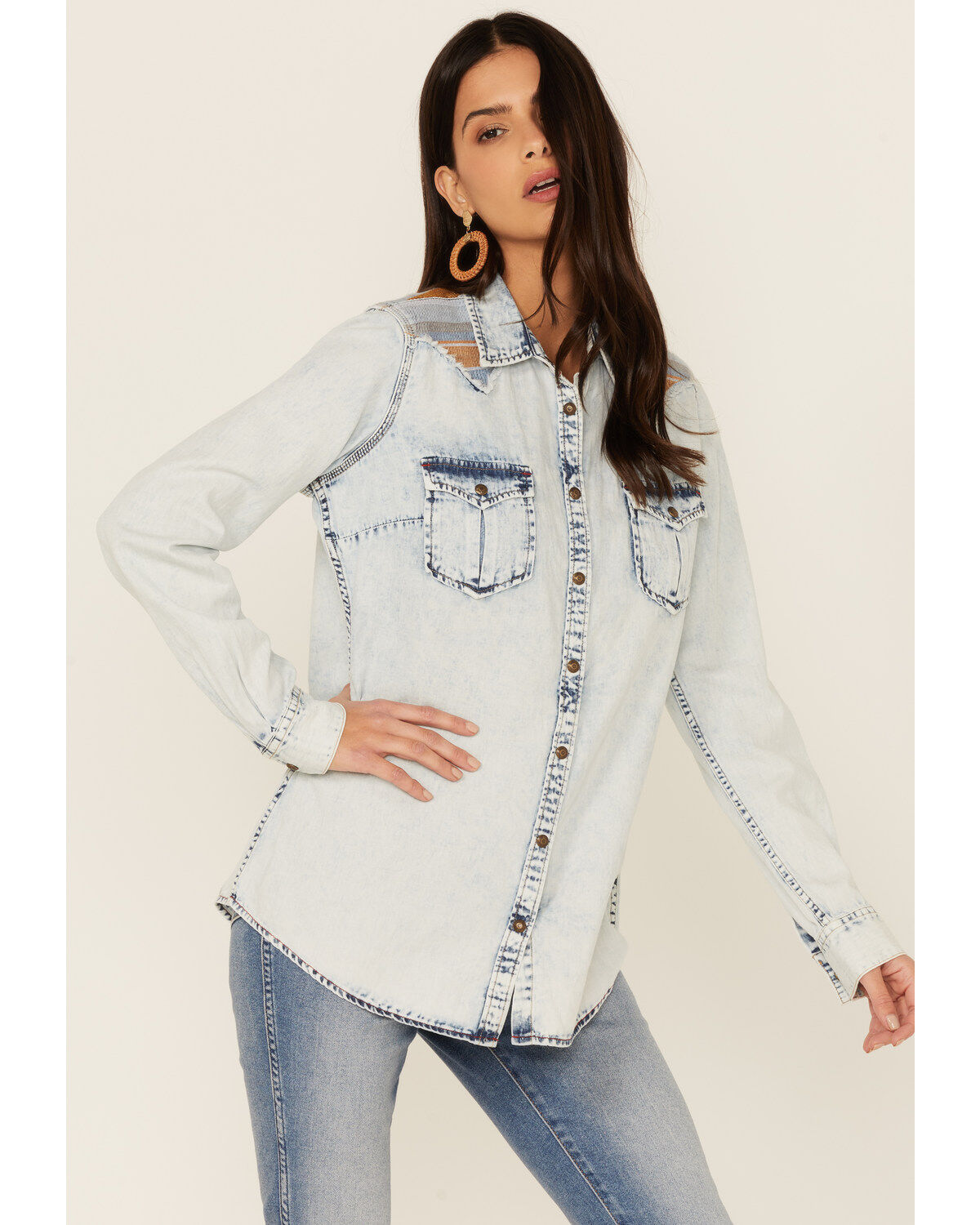 Women's RRR Southwestern Yokes Denim Shirt