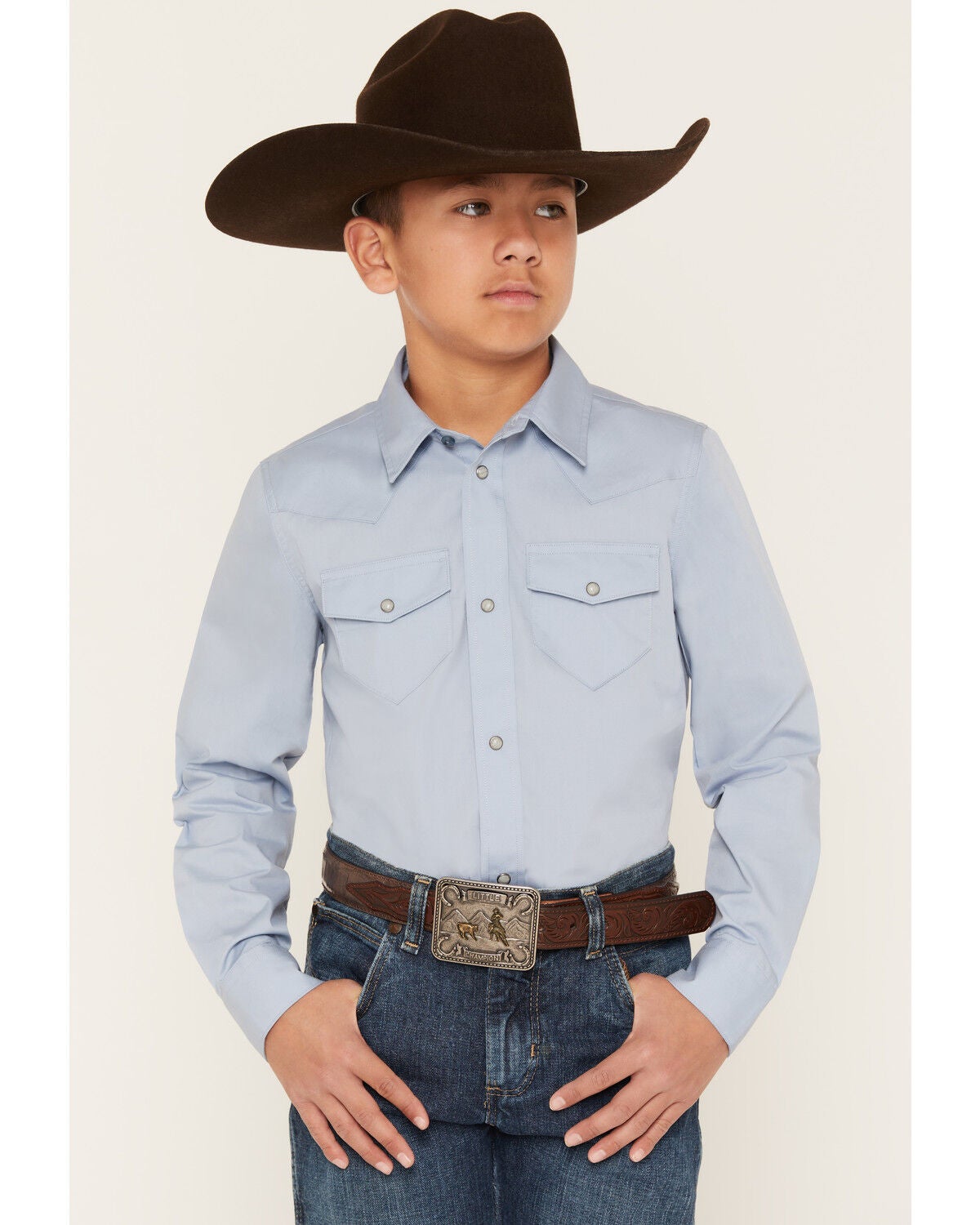 Boys' Gibson Trading Co Solid Long Sleeve Snap Western Shirt