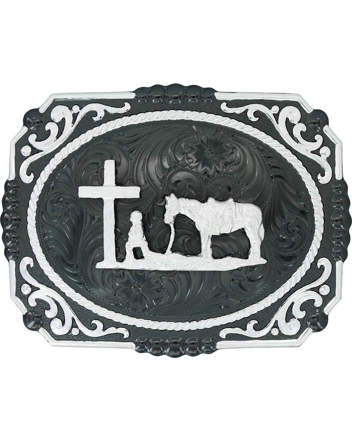 Men's Montana Silversmiths Gunmetal Christian Cowboy Buckle