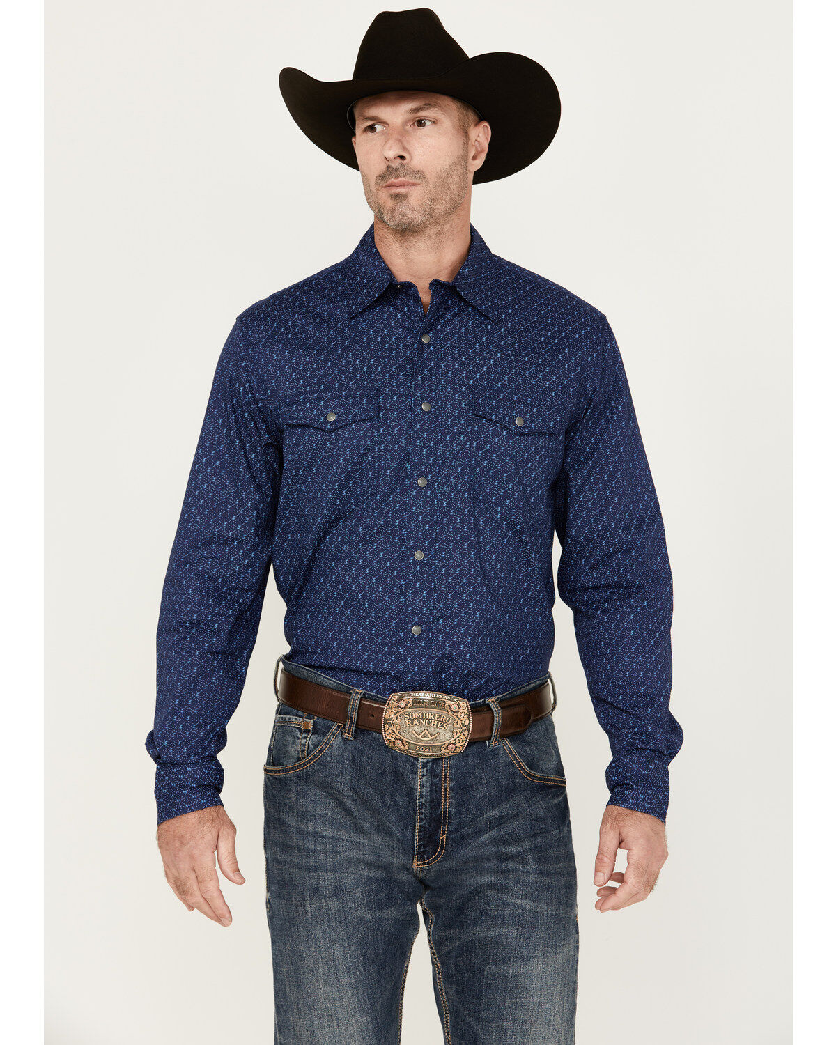 Men's Wrangler 20X Advanced Comfort Paisley Geo Print Long Sleeve Snap
