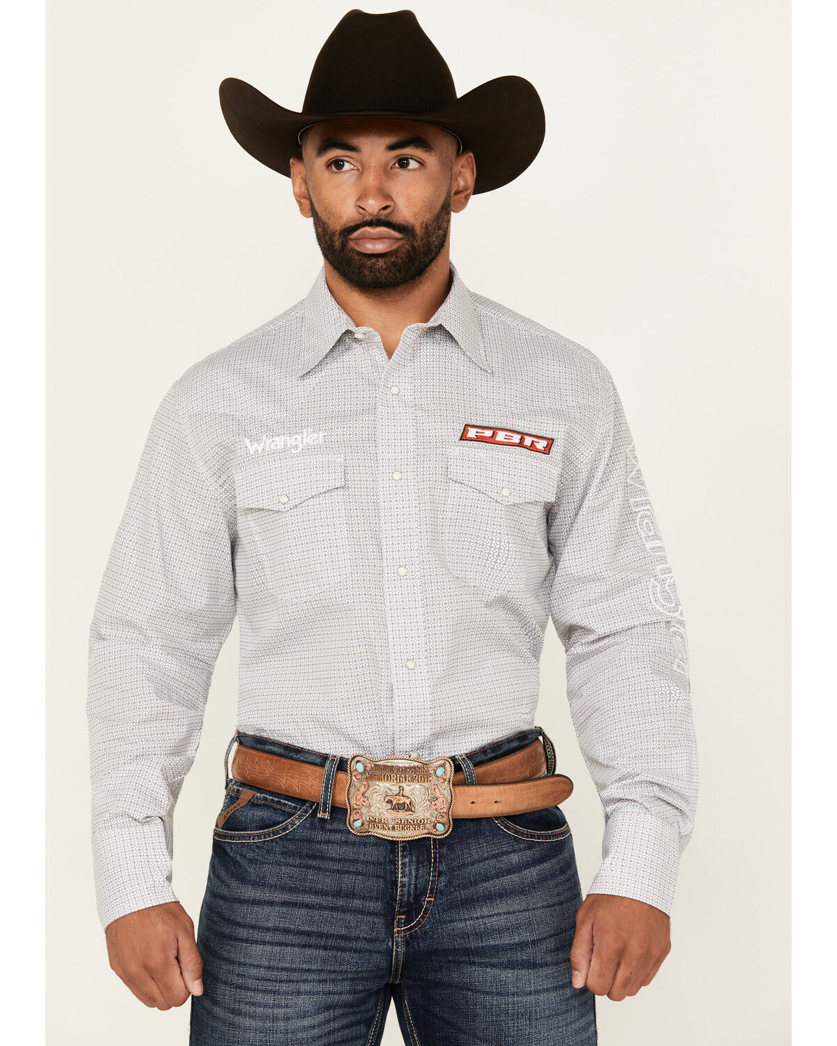 Men's Wrangler PBR Logo Printed Long Sleeve Snap Western Shirt - Tall