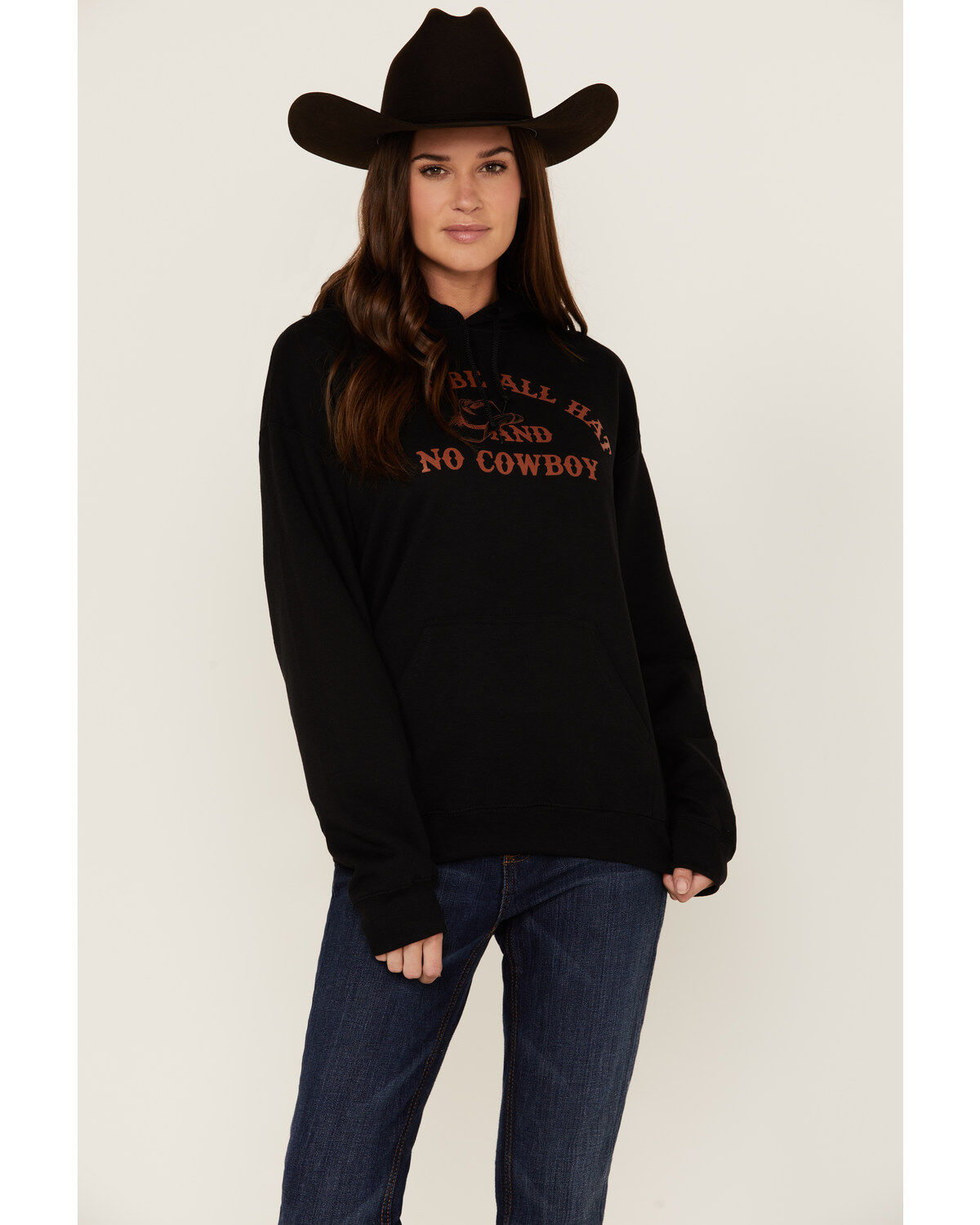 Women's Goodie Two Sleeves Don't Be All Hat & No Cowboy Black Graphic