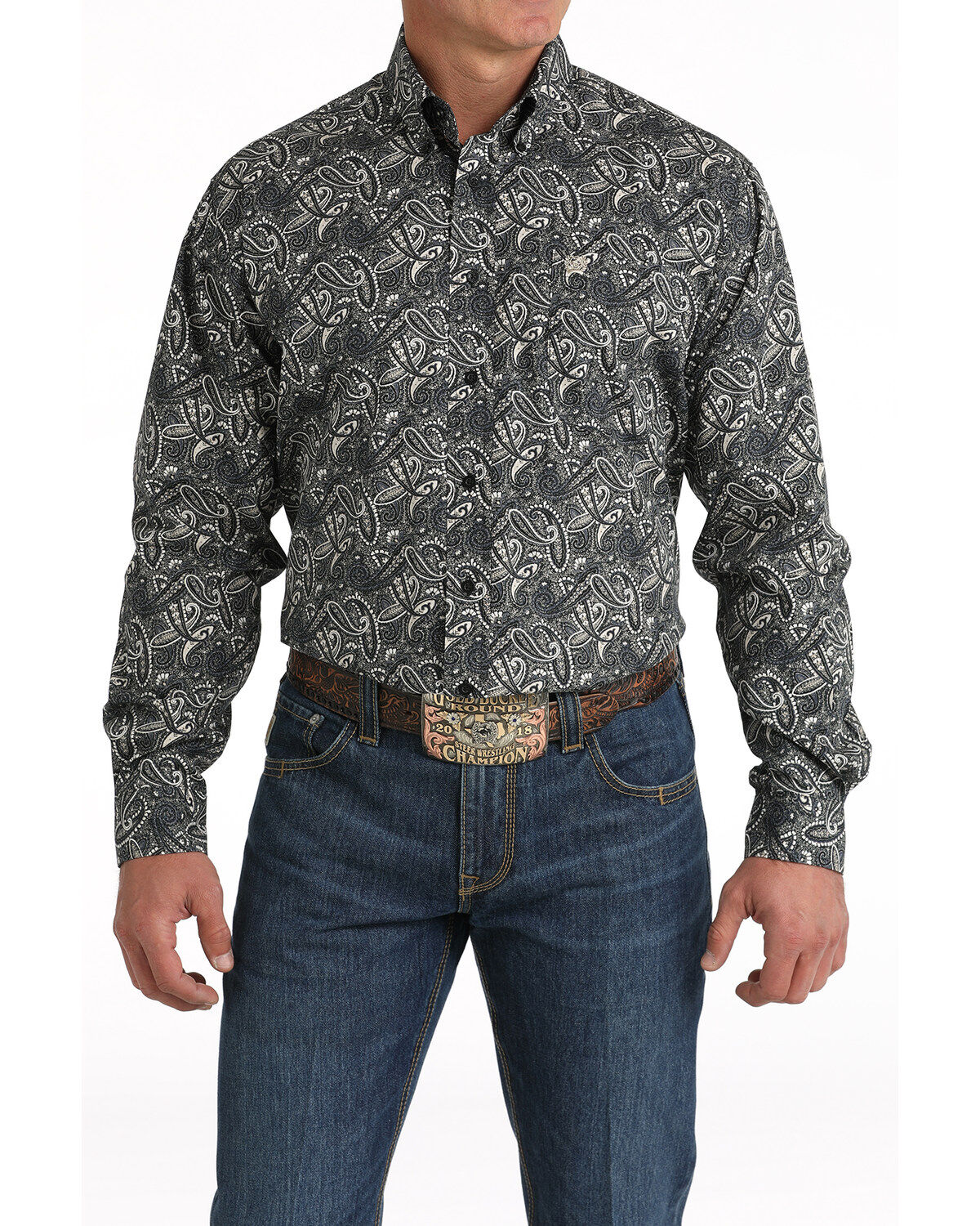 Men's Cinch Paisley Print Long Sleeve Button-Down Western Shirt