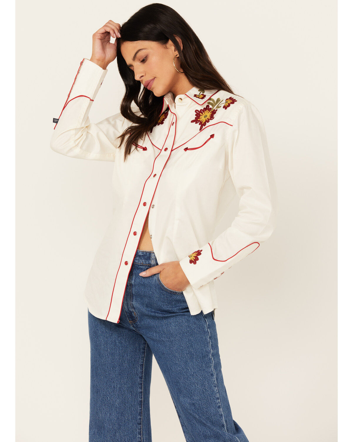 Women's Rockmount Ranchwear Vintage Floral Embroidered Long Sleeve Sna