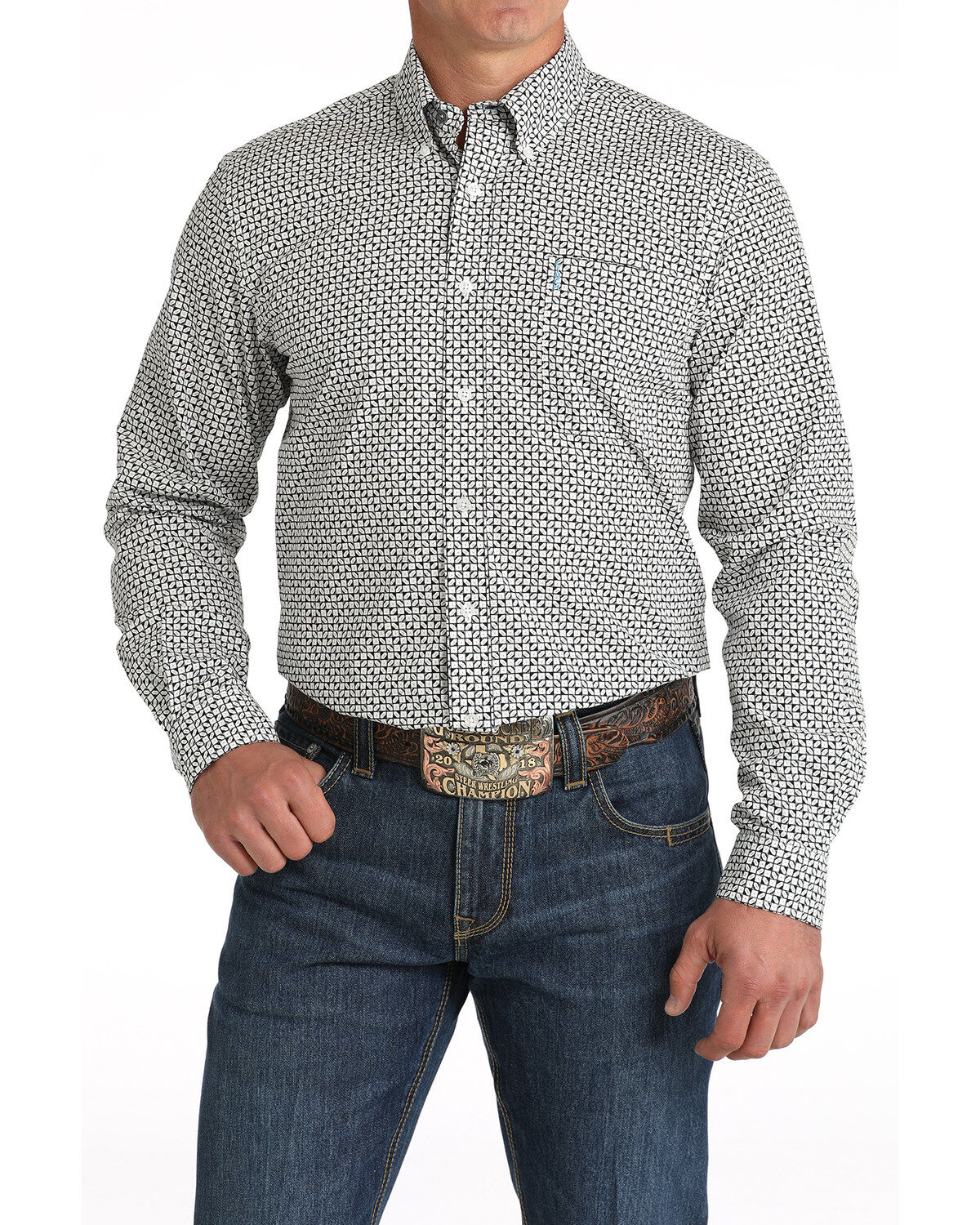 Men's Cinch Geo Print Long Sleeve Button-Down Western Shirt