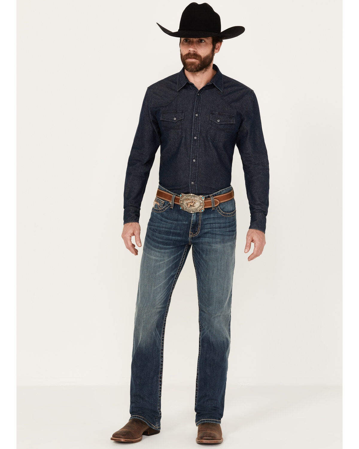 Men's Cinch Ian Dark Stonewash Slim Bootcut Performance Stretch Denim
