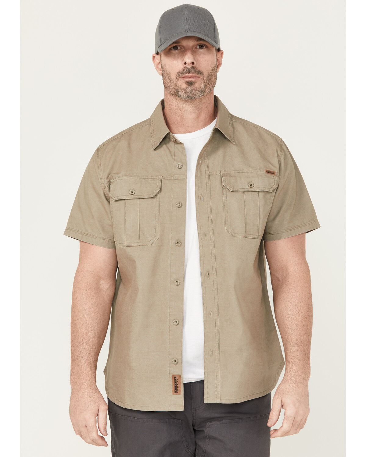 Men's Lucky Brand Workwear Slub Canvas Short Sleeve Button-Down Work S