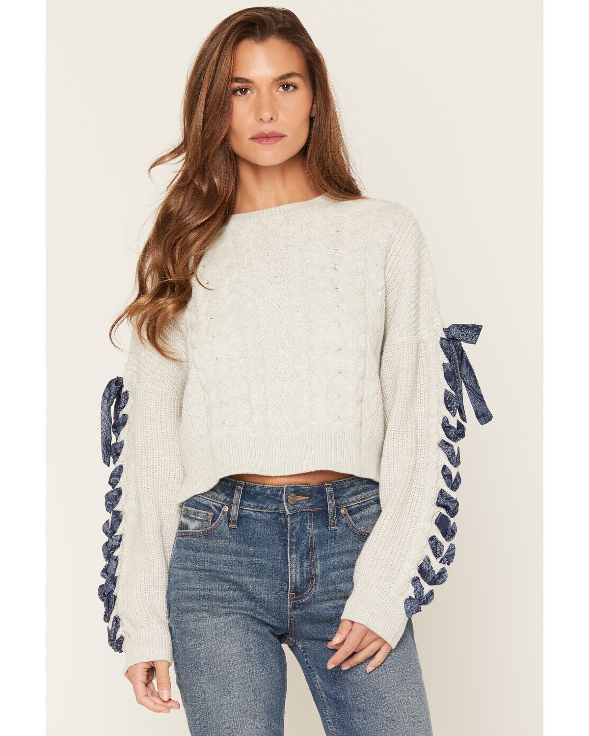 Women's Originality Ribbon Sleeve Sweater