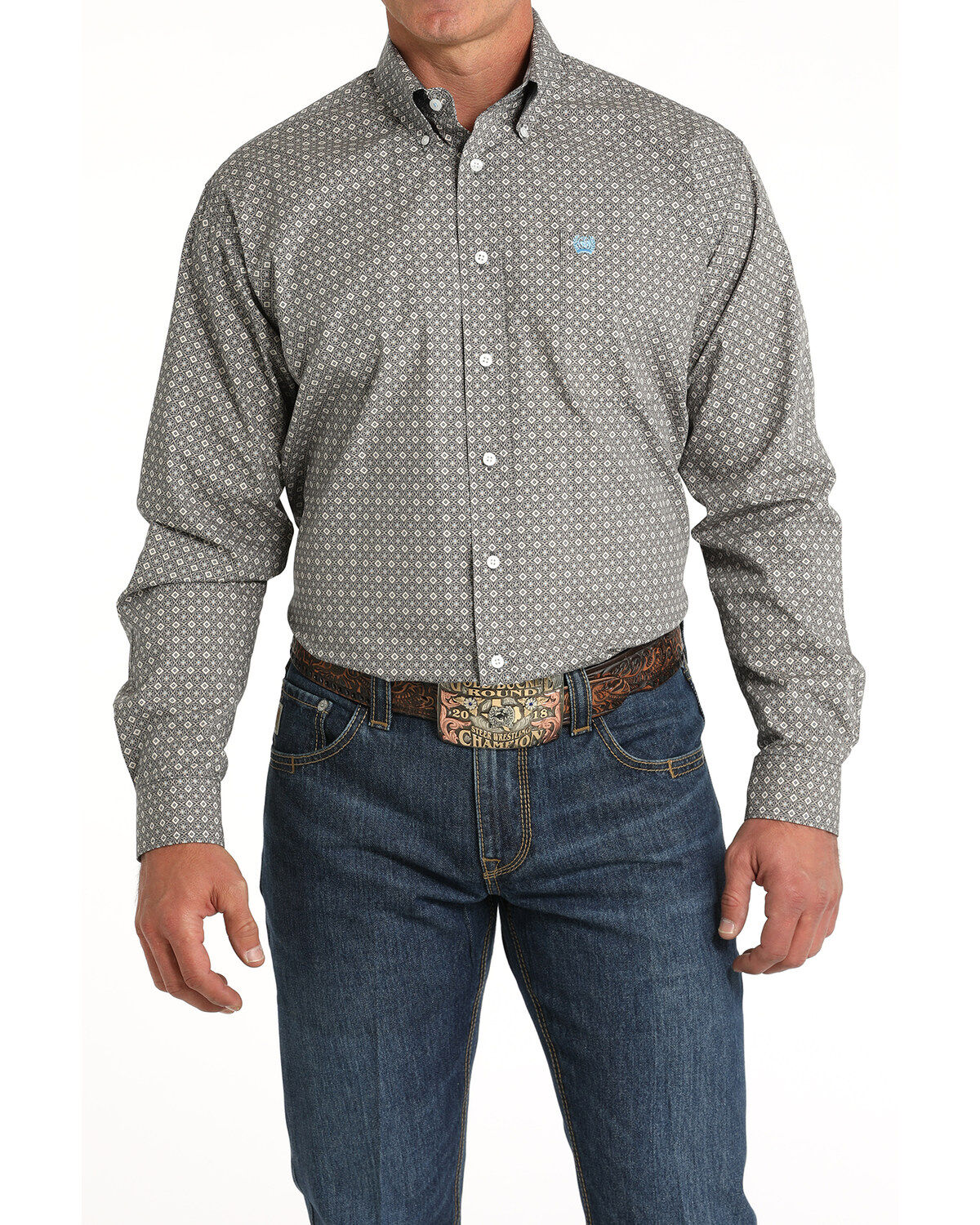 Men's Cinch Geo Print Long Sleeve Button-Down Western Shirt