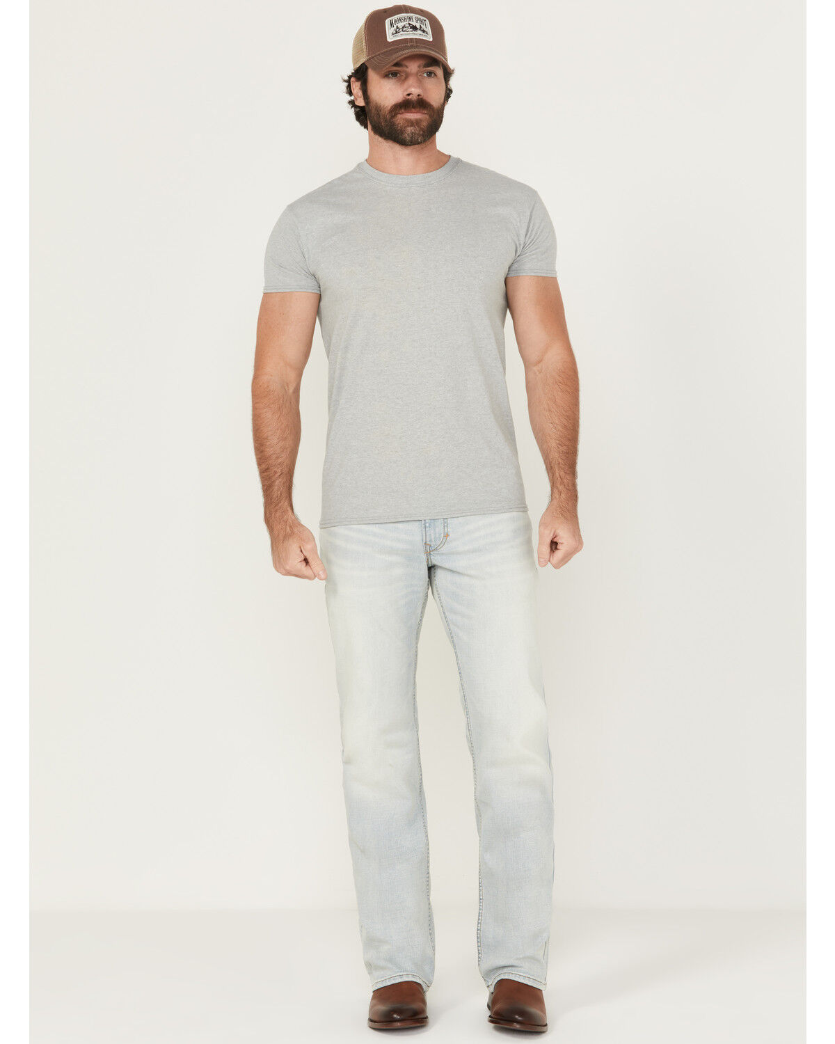 Men's Moonshine Spirit Savage Light Wash Slim Bootcut Stretch Denim Je