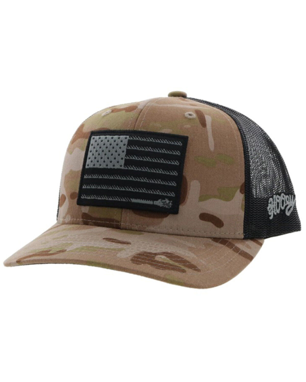 Men's Hooey Camo Liberty Roper Flag Patch Trucker Cap