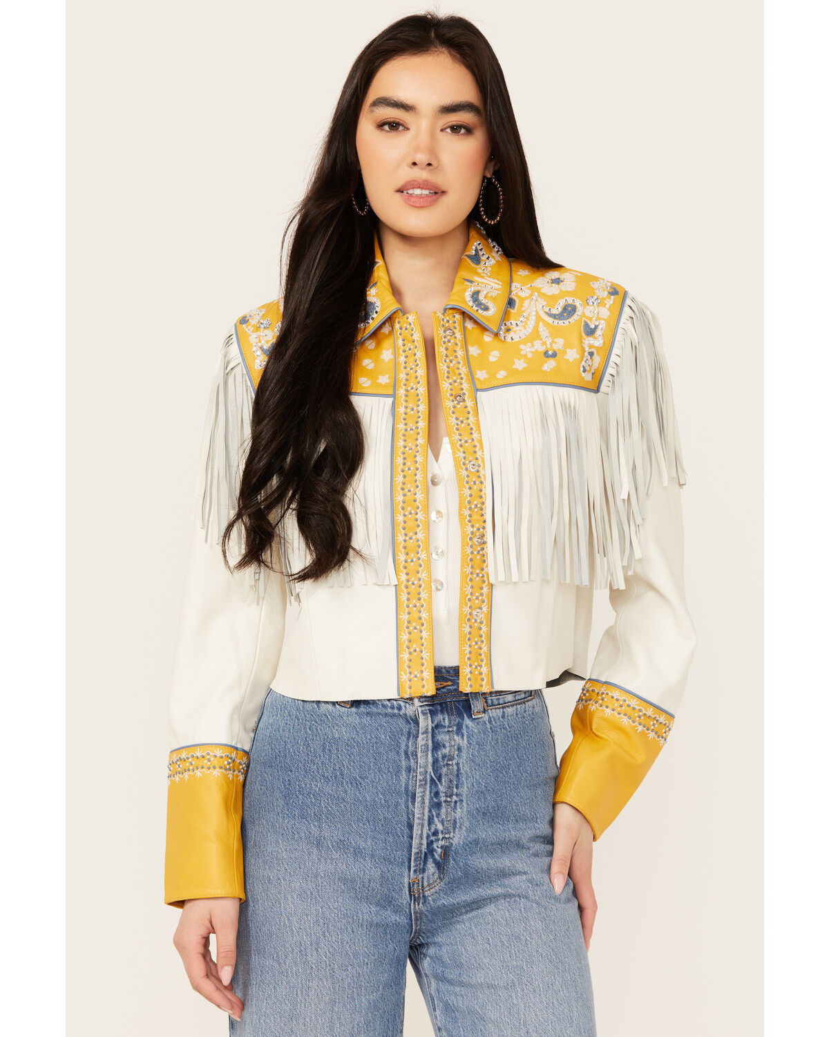 Women's Double D Ranch Reeves County Fringe Leather Jacket