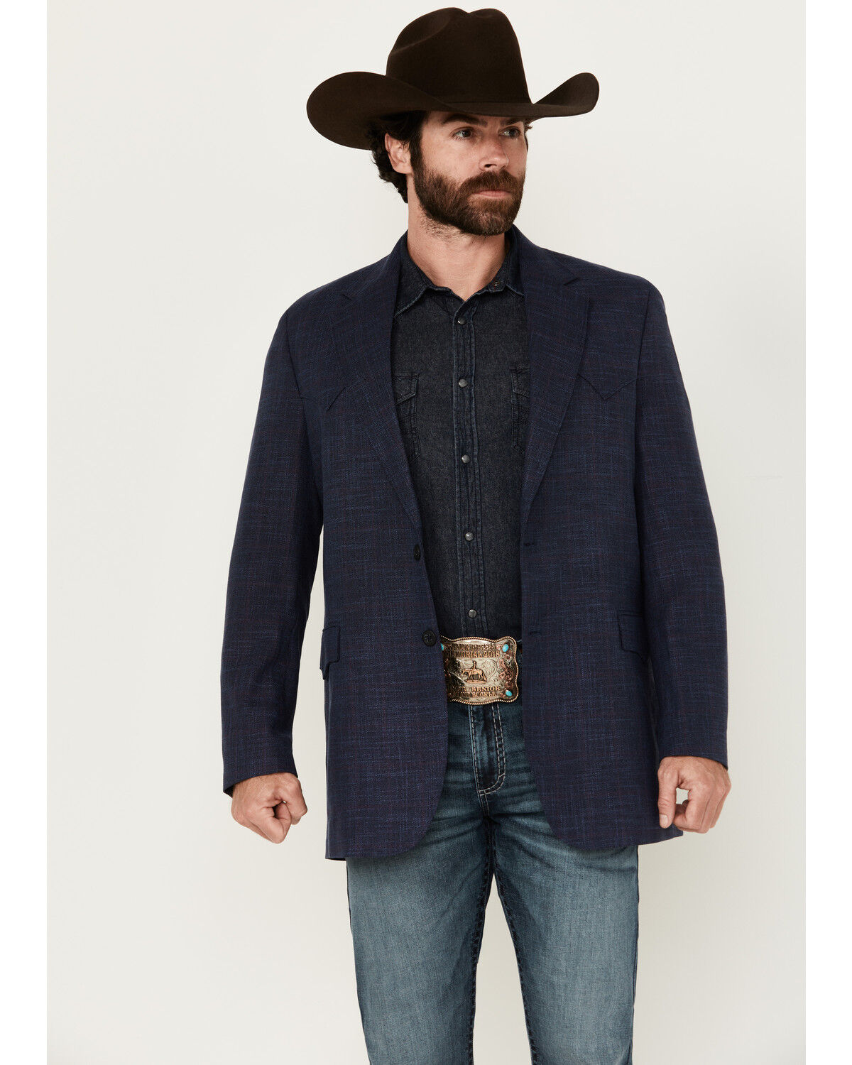 Men's Circle S Plaid Print Western Sportcoat