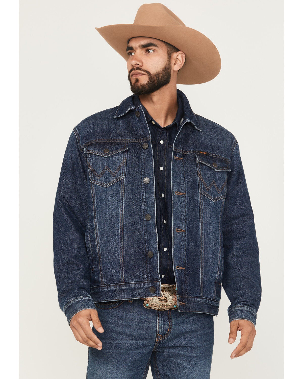 Men's Wrangler Retro Dark Wash Denim Sherpa Lined Jacket