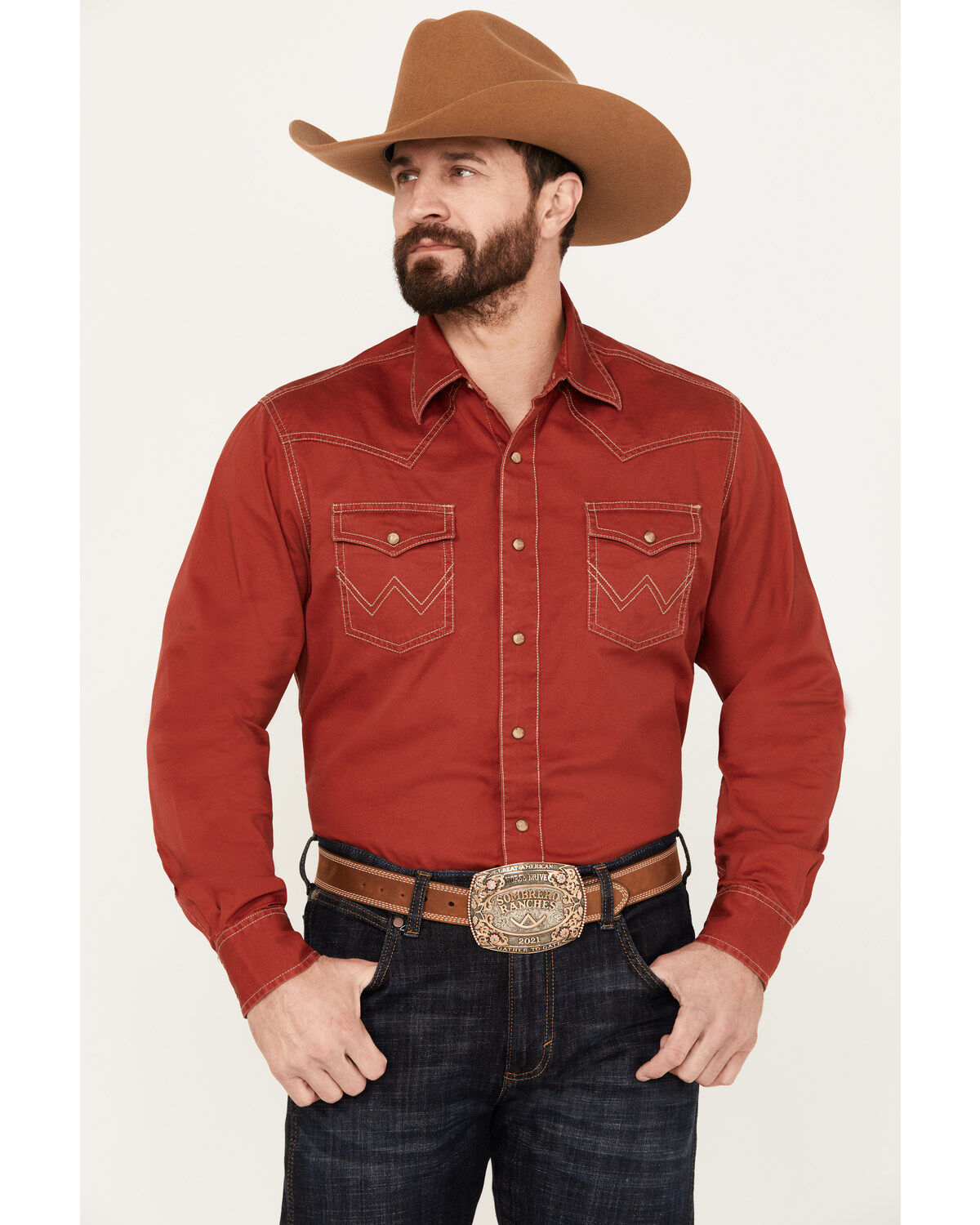 Men's Wrangler Retro Premium Solid Long Sleeve Snap Western Shirt
