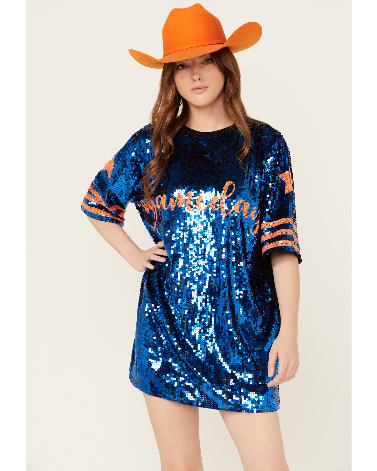 Women's Why Dress Game Day Sequins Oversized Tee