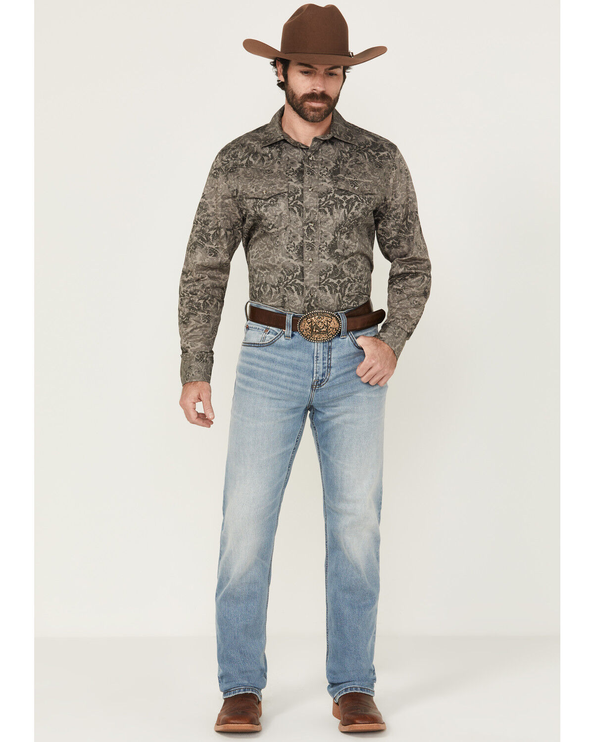 Men's Blue Ranchwear Banner Medium Wash Slim Bootcut Stretch Denim Jea