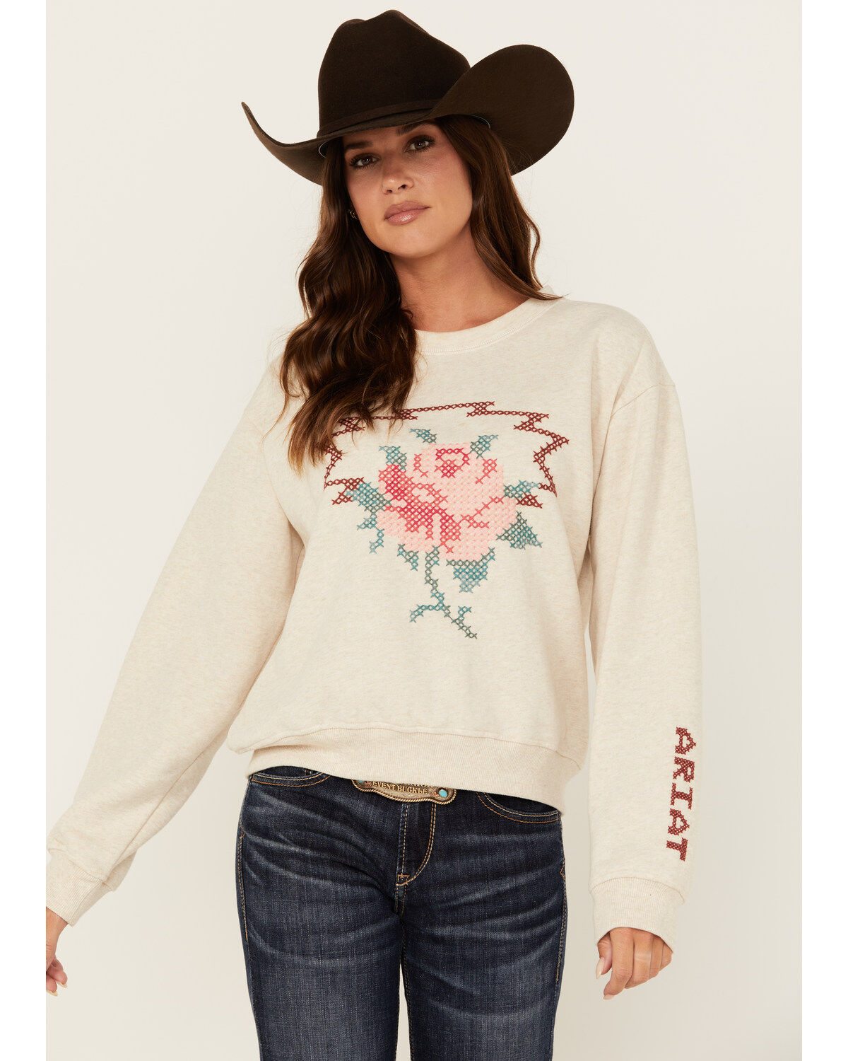 Women's Ariat Rose Embroidered Sweater