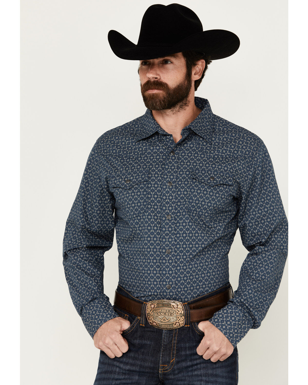 Men's Wrangler Retro Premium Medallion Print Long Sleeve Western Snap