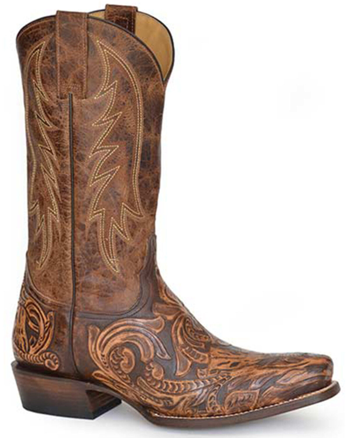 Men's Stetson Handtooled Legend Western Boots - Square Toe