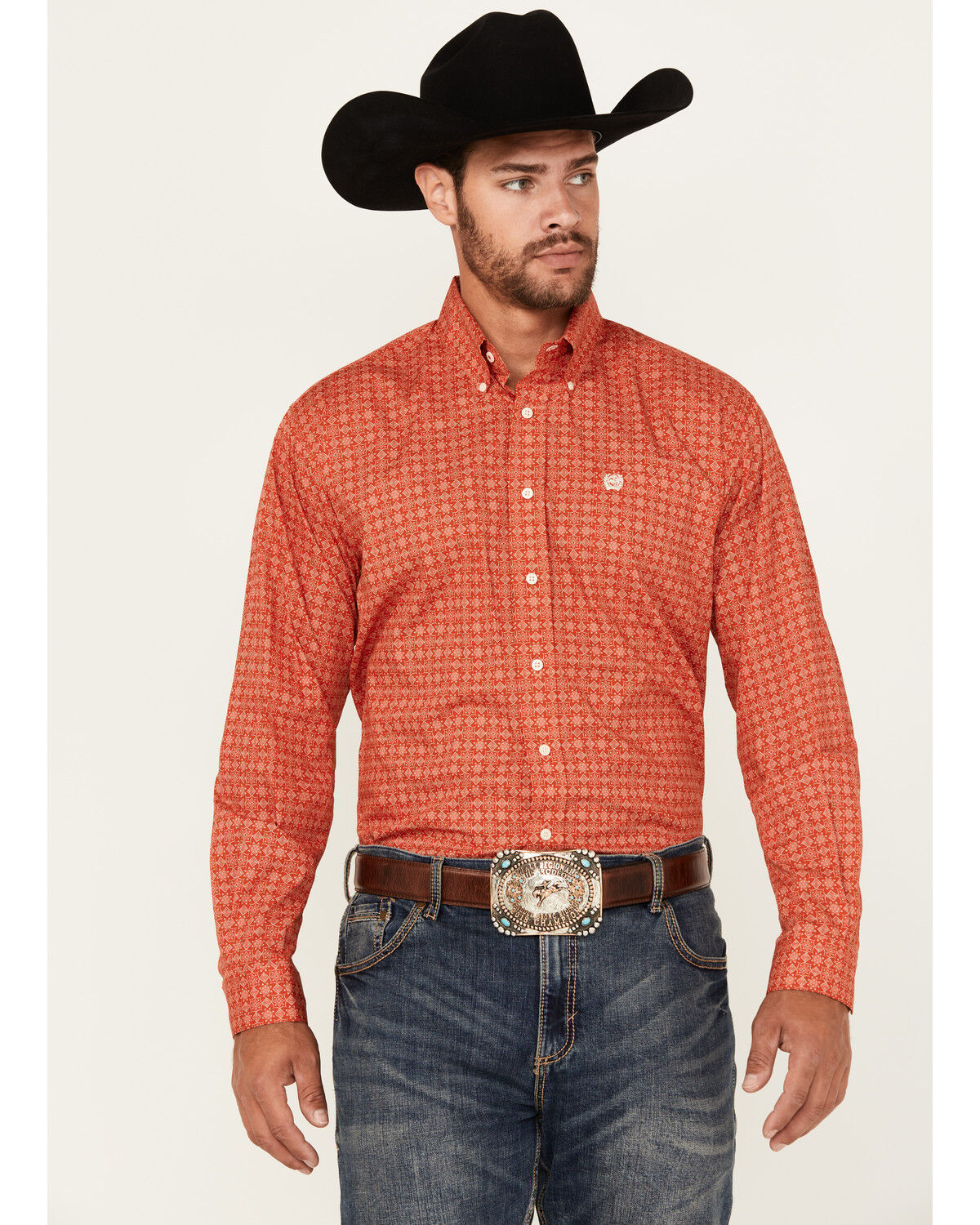 Men's Cinch Medallion Print Long Sleeve Button-Down Western Shirt