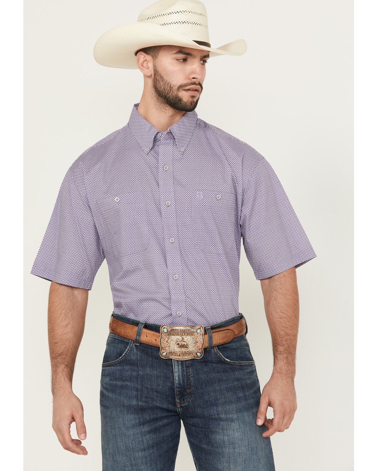 Men's Wrangler George Strait by Geo Print Short Sleeve Button-Down Str