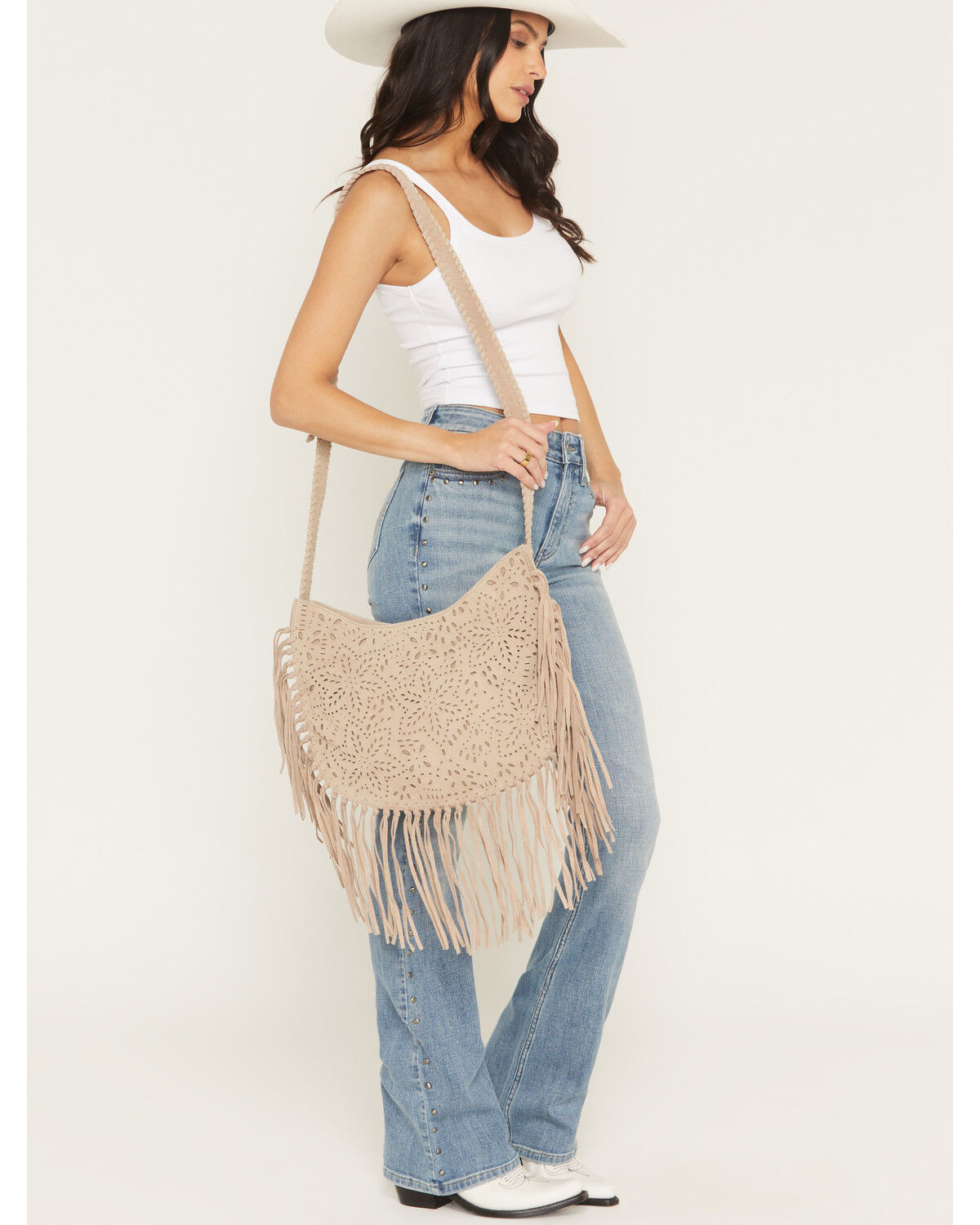 Women's Shyanne Avenly Floral Perforated Suede Hobo Bag