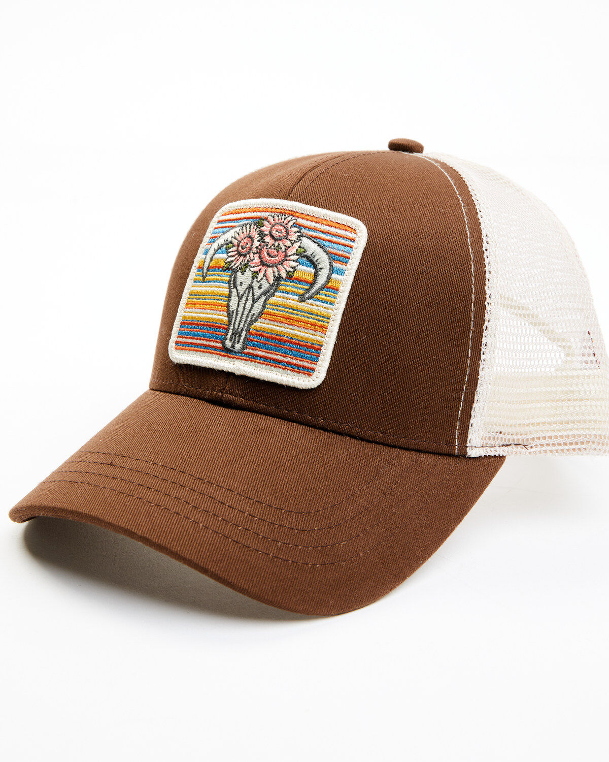 Women's Shyanne Serape Floral Steerhead Patch Mesh-Back Ball Cap