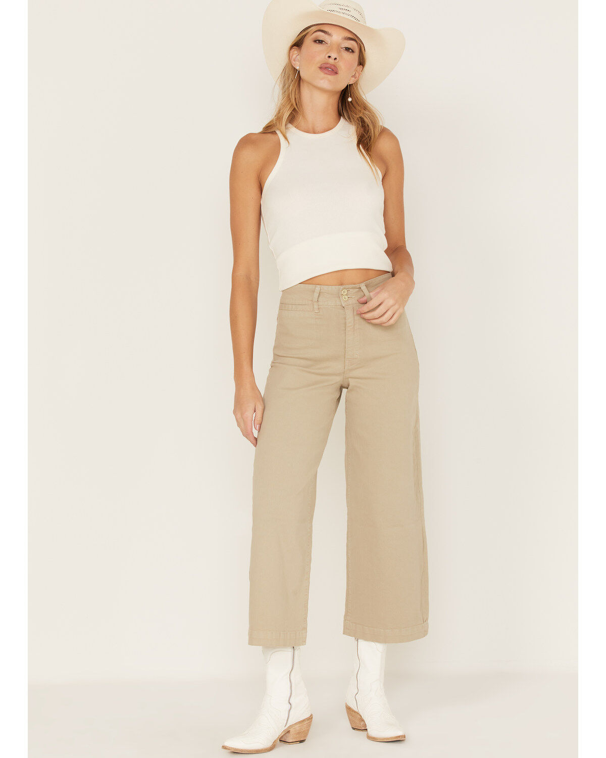 Women's Unpublished Denim Oyster High Rise Gemma Cropped Straight Jean