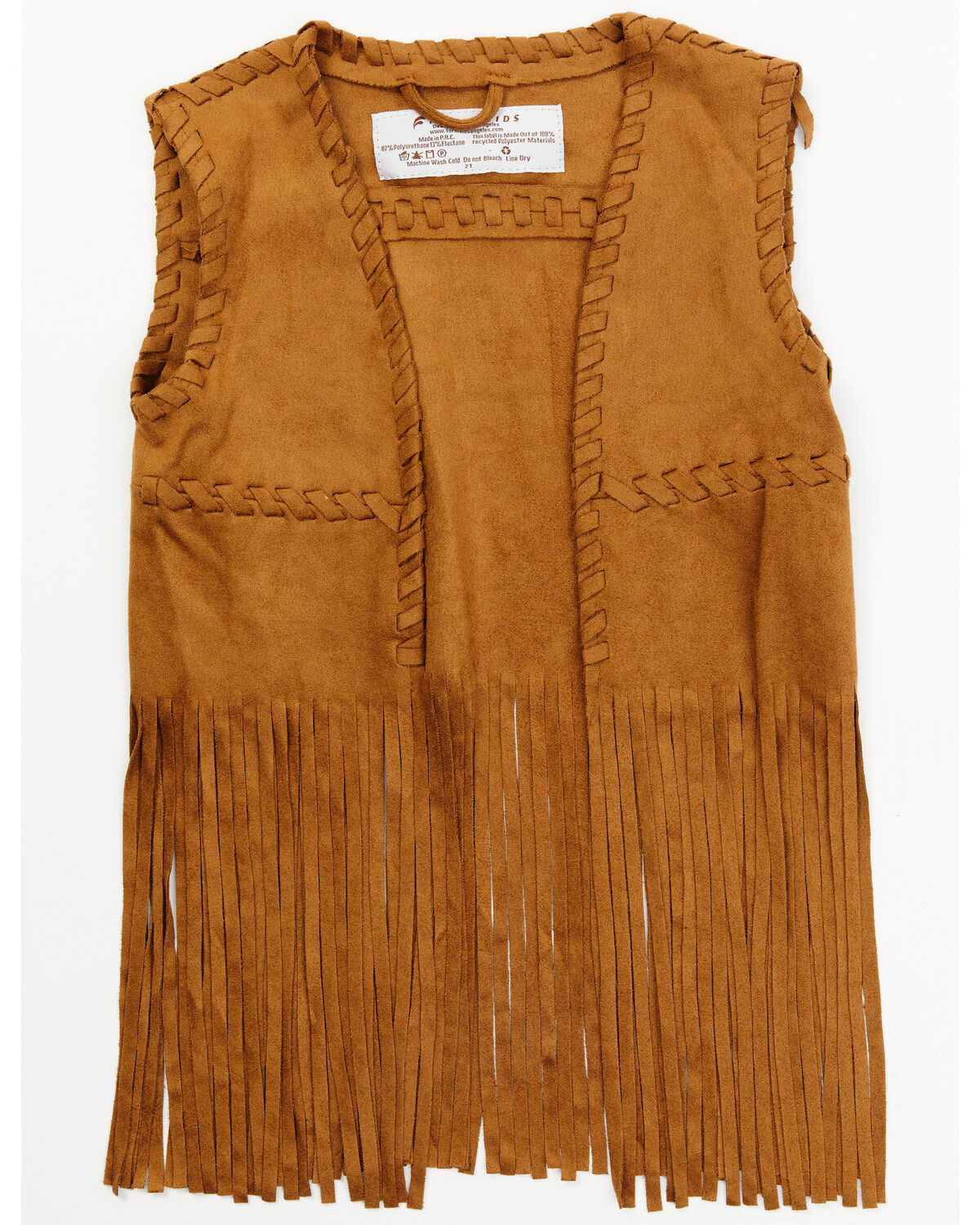 Girls' Fornia Toddler-Camel Whipstitch Fringe Faux-Suede Vest