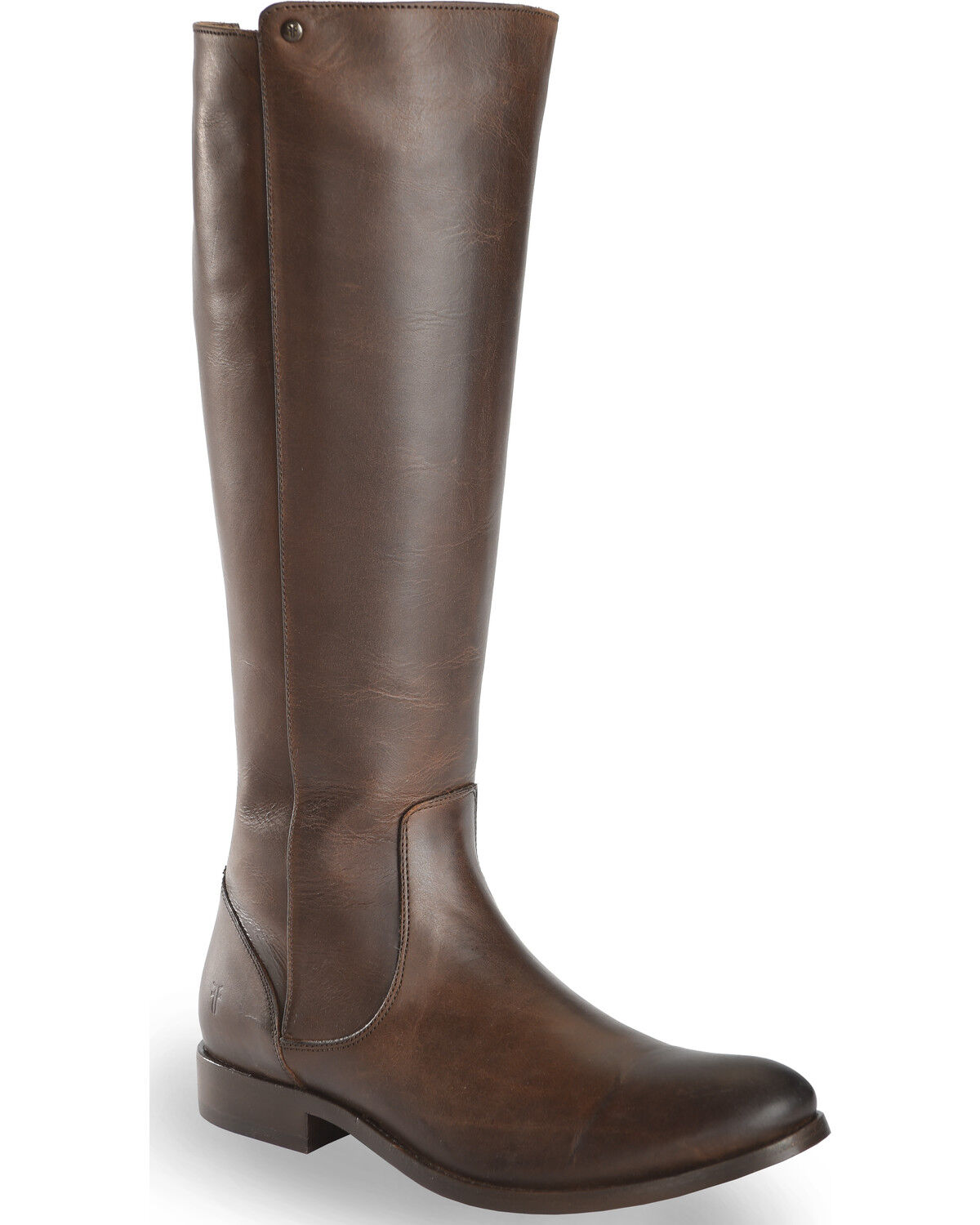 Women's Frye Chocolate Melissa Stud Back Zip Boots - Round Toe