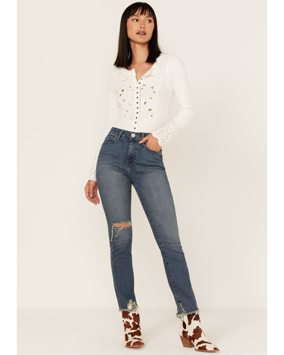 Women's Lola Kate Medium Wash High Rise Straight Jeans