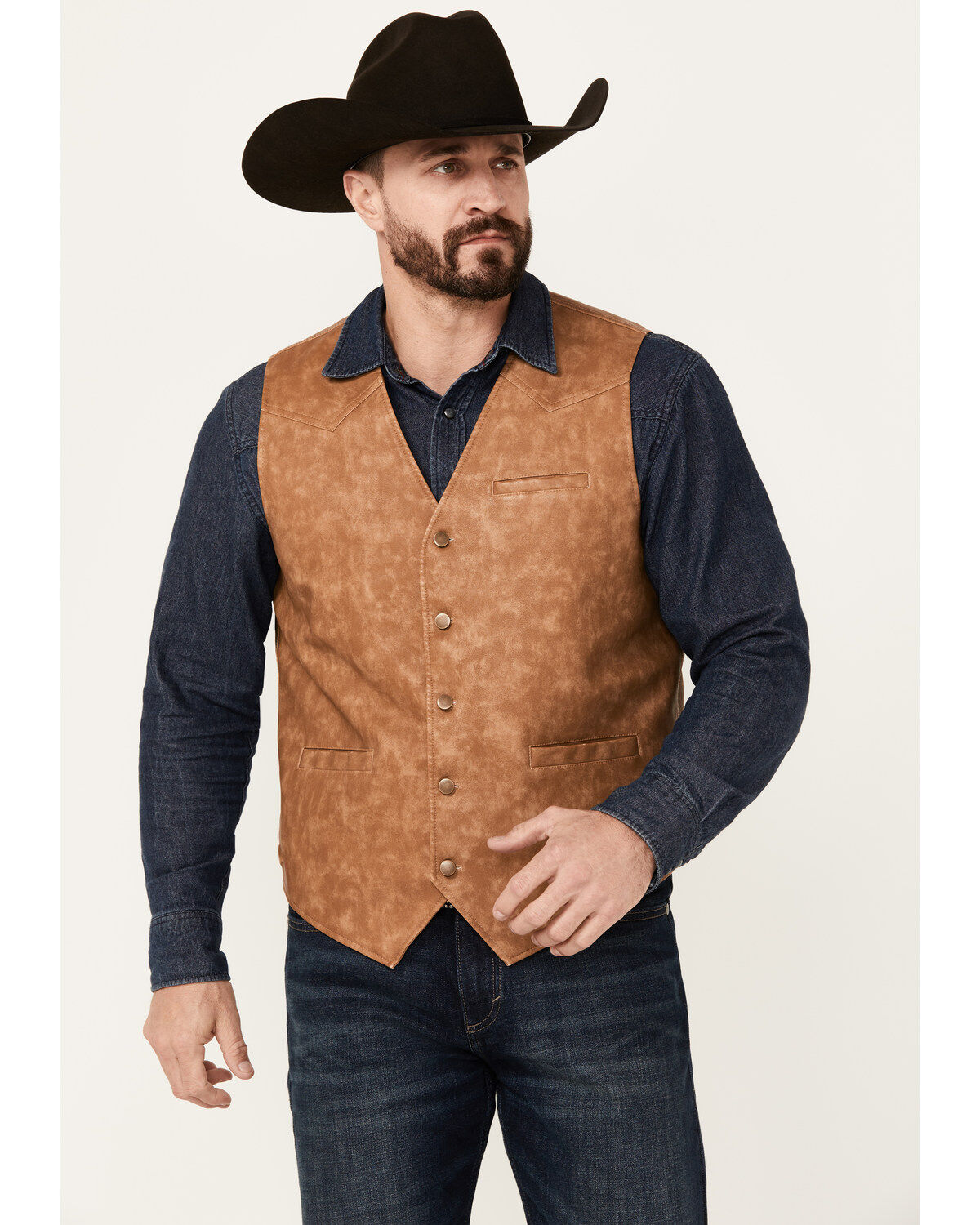 Men's Cody James Hoof Print Faux Leather Vest