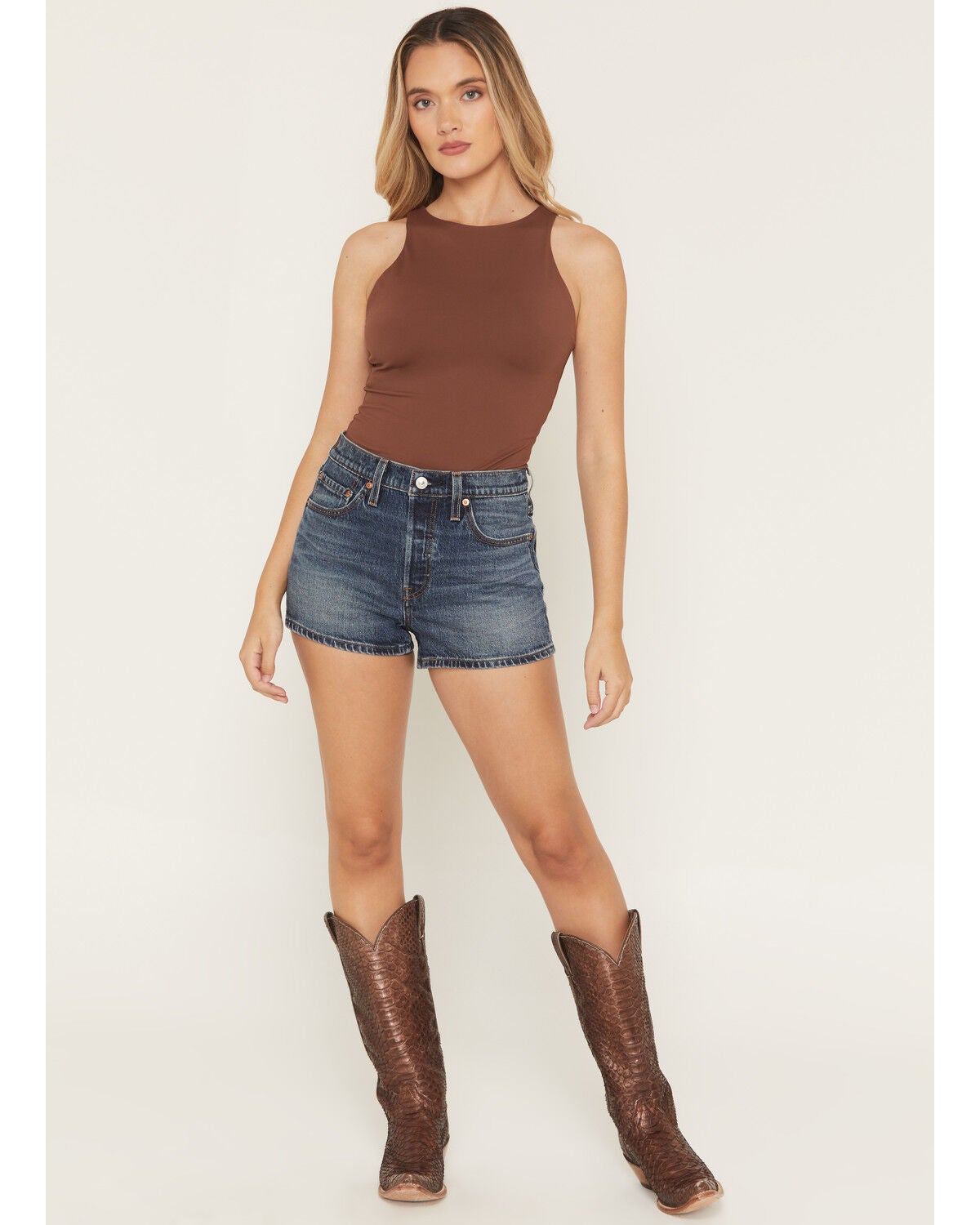 Women's Levi's 501 Original Bottom Place Dark Wash High Rise Stretch