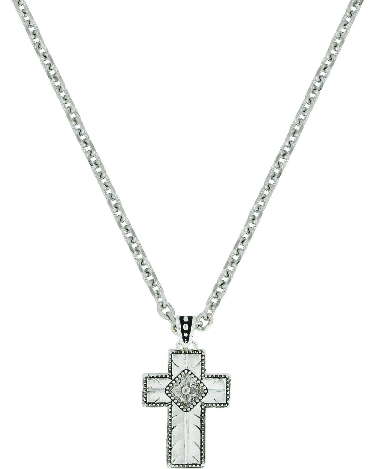 Women's Montana Silversmiths Banded Feathered Cross Necklace