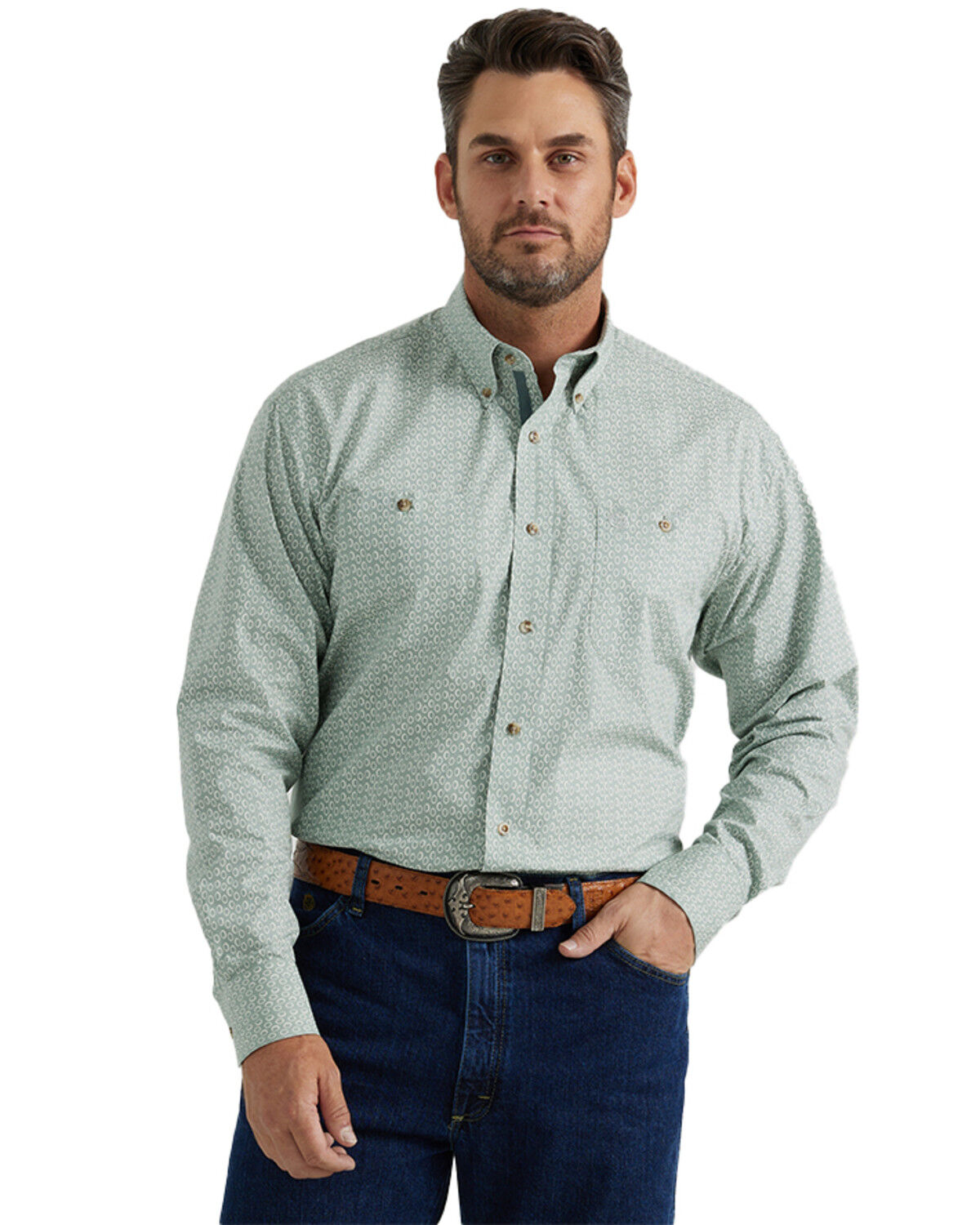 Men's Wrangler George Strait by Geo Print Long Sleeve Button-Down Stre