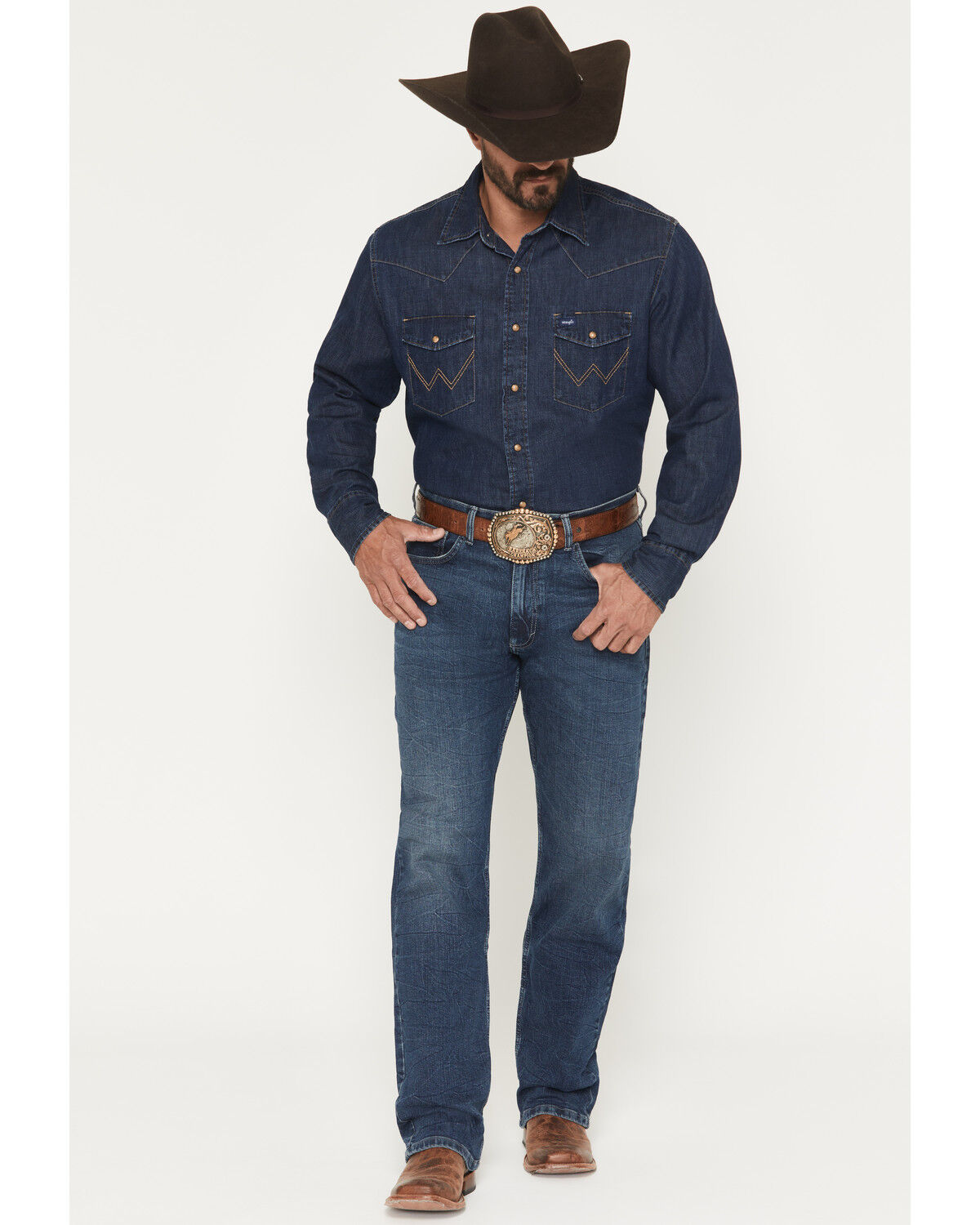 Men's Wrangler 20X Dark Wash Relaxed Fit Straight Stretch Denim Jeans