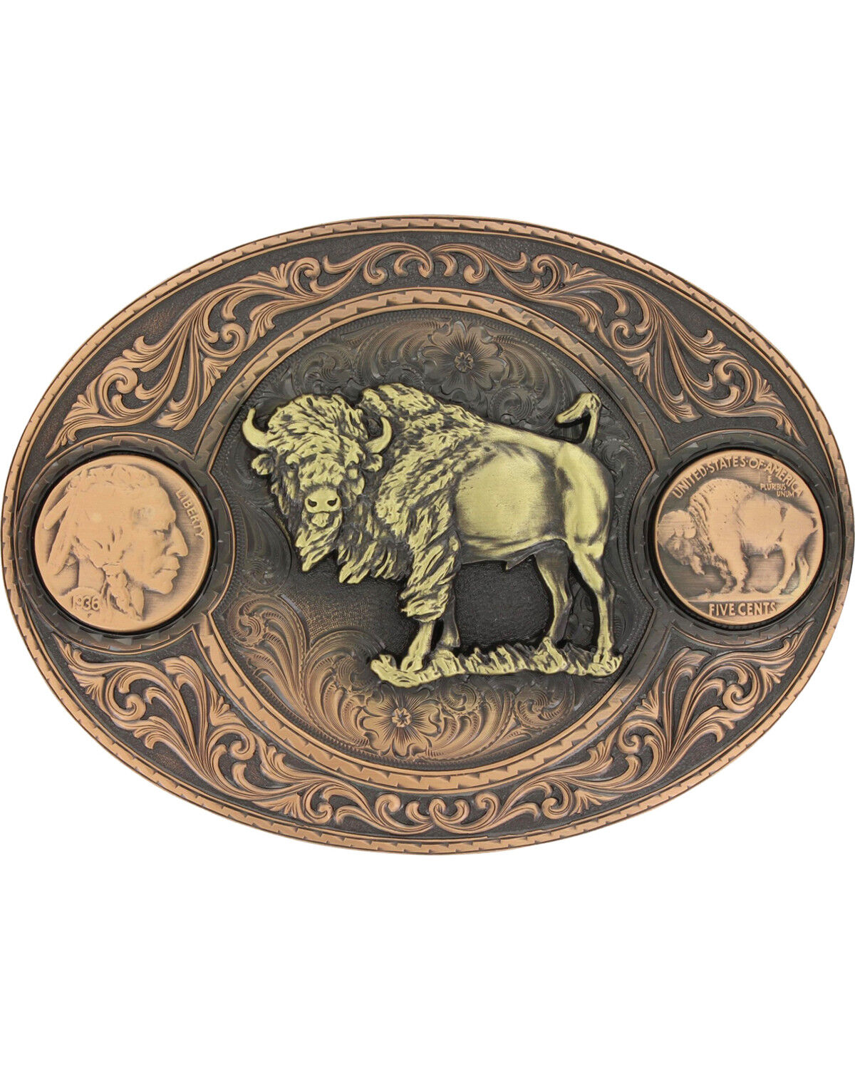 Men's Montana Silversmiths Copper Buffalo Indian Head Nickel Belt Buck