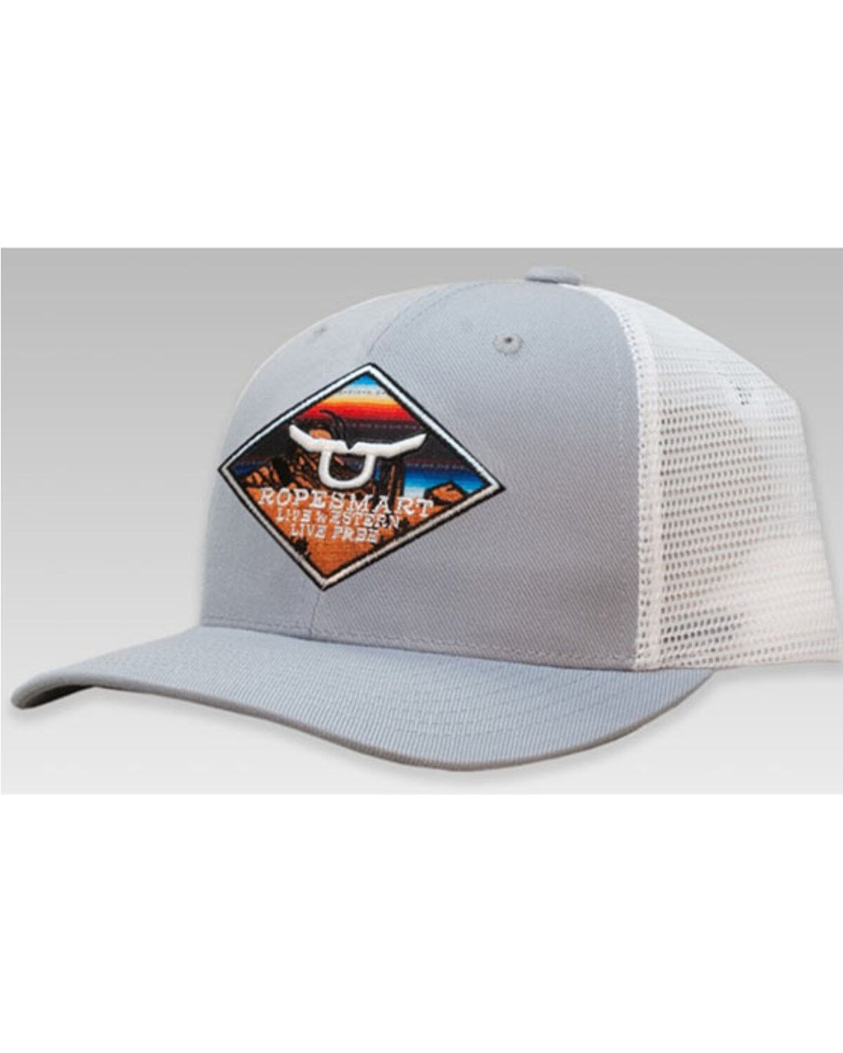 Men's Ropesmart Light Gray Serape Embroidered Diamond Patch Mesh-Back