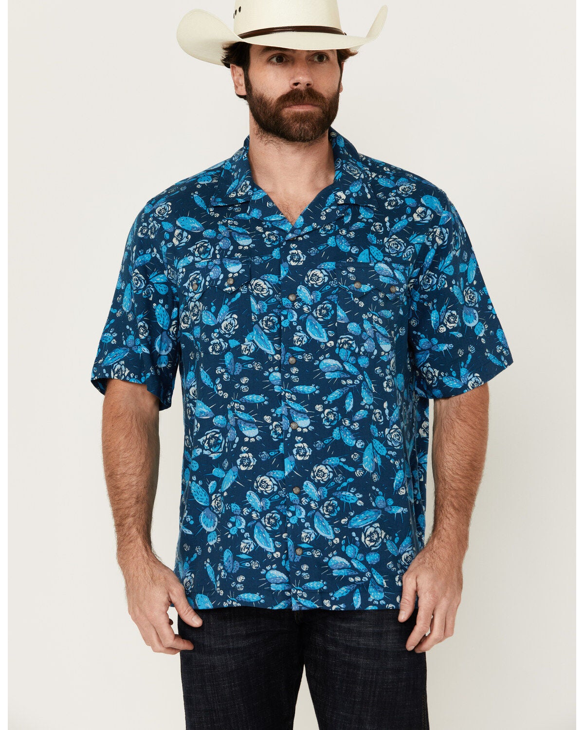 Men's Wrangler Conversation Print Short Sleeve Snap Western Shirt