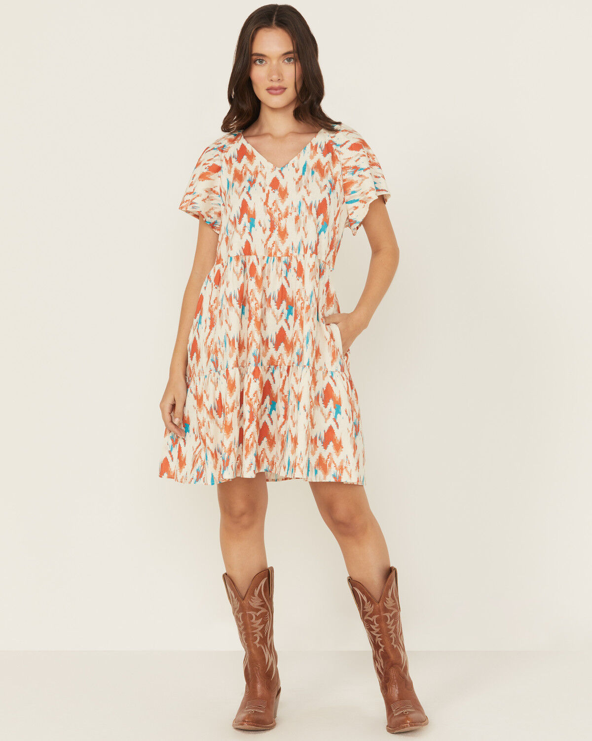 Women's Ariat Delilah Southwestern Print Short Sleeve Mini Dress