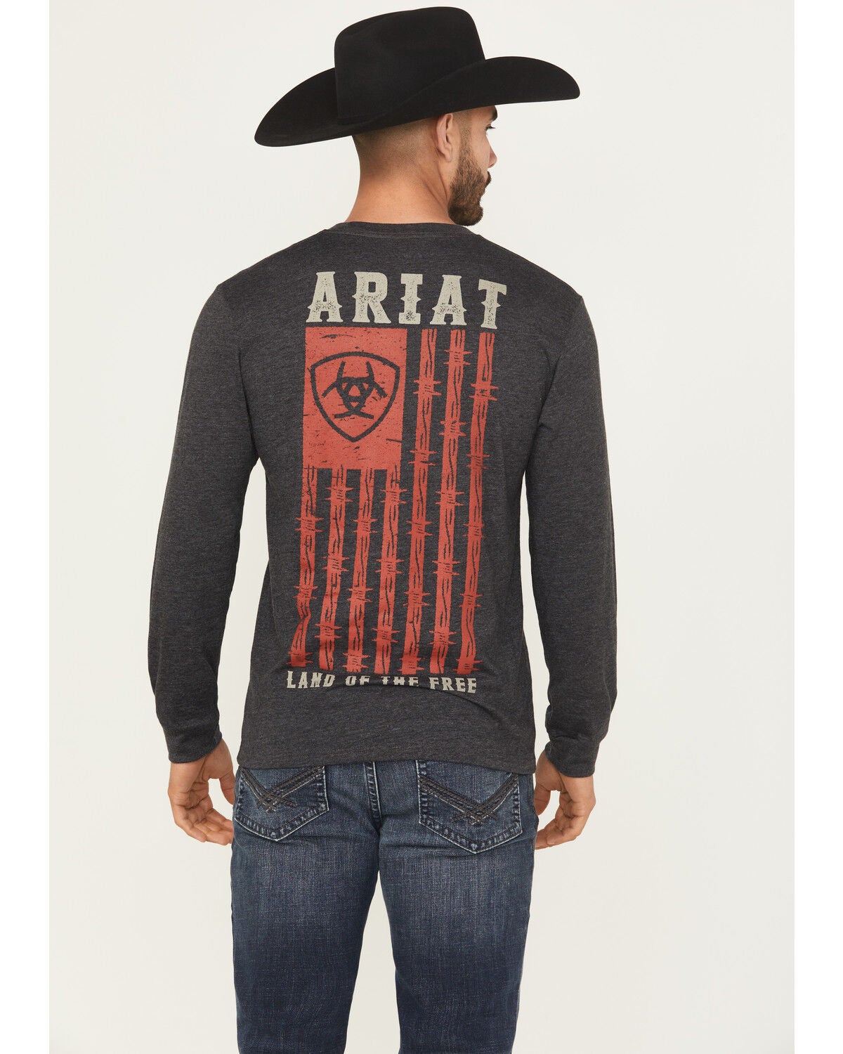 Men's Ariat Barbed Flag Logo Long Sleeve Graphic T-Shirt